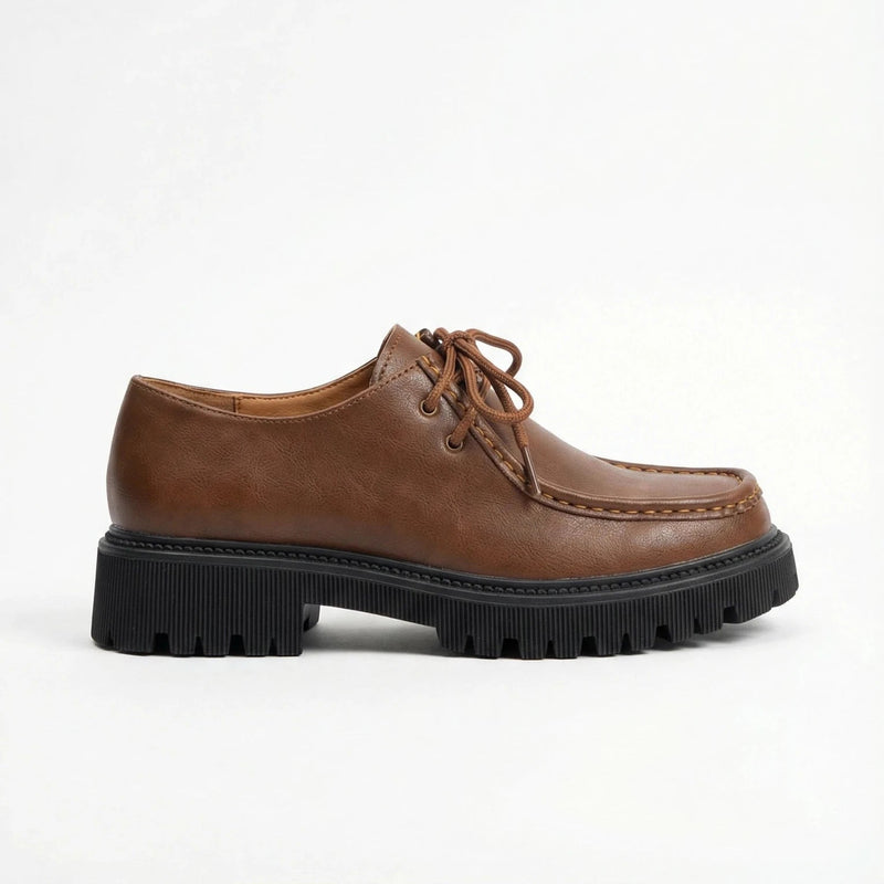 Stonebrook Studio - Stonebrook Studio | Women’s Lace - Up Loafers Retro British Chunky Heel