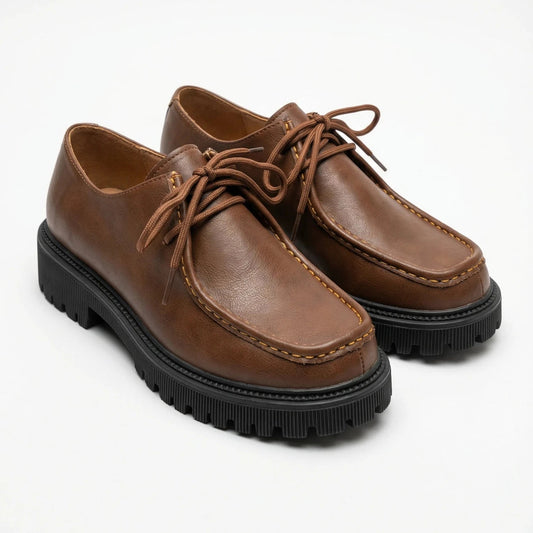Stonebrook Studio - Stonebrook Studio | Women’s Lace - Up Loafers Retro British Chunky Heel