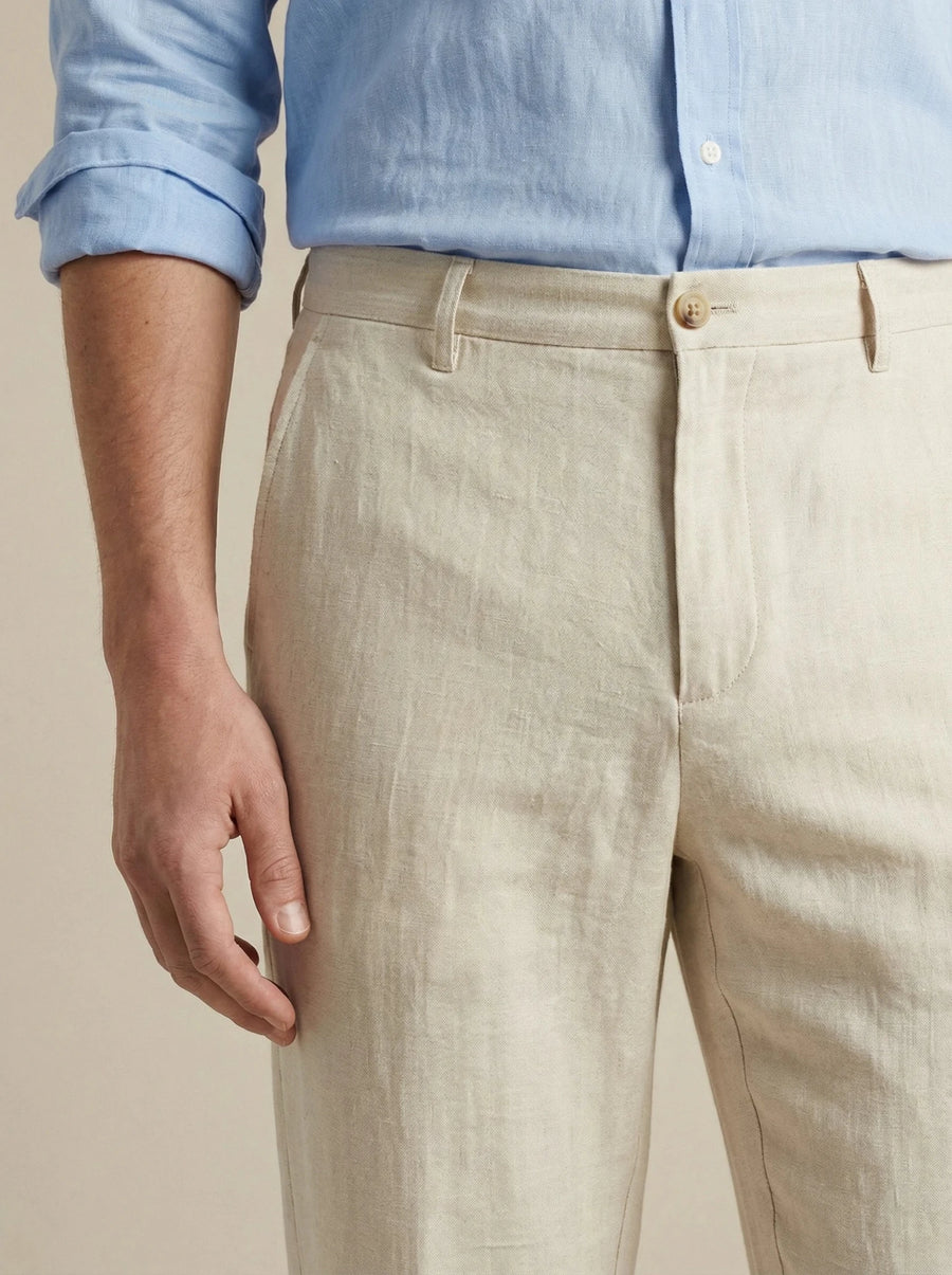 Stonebrook Studio - Stonebrook Studio | Men’s Casual Linen Trousers - Straight Fit