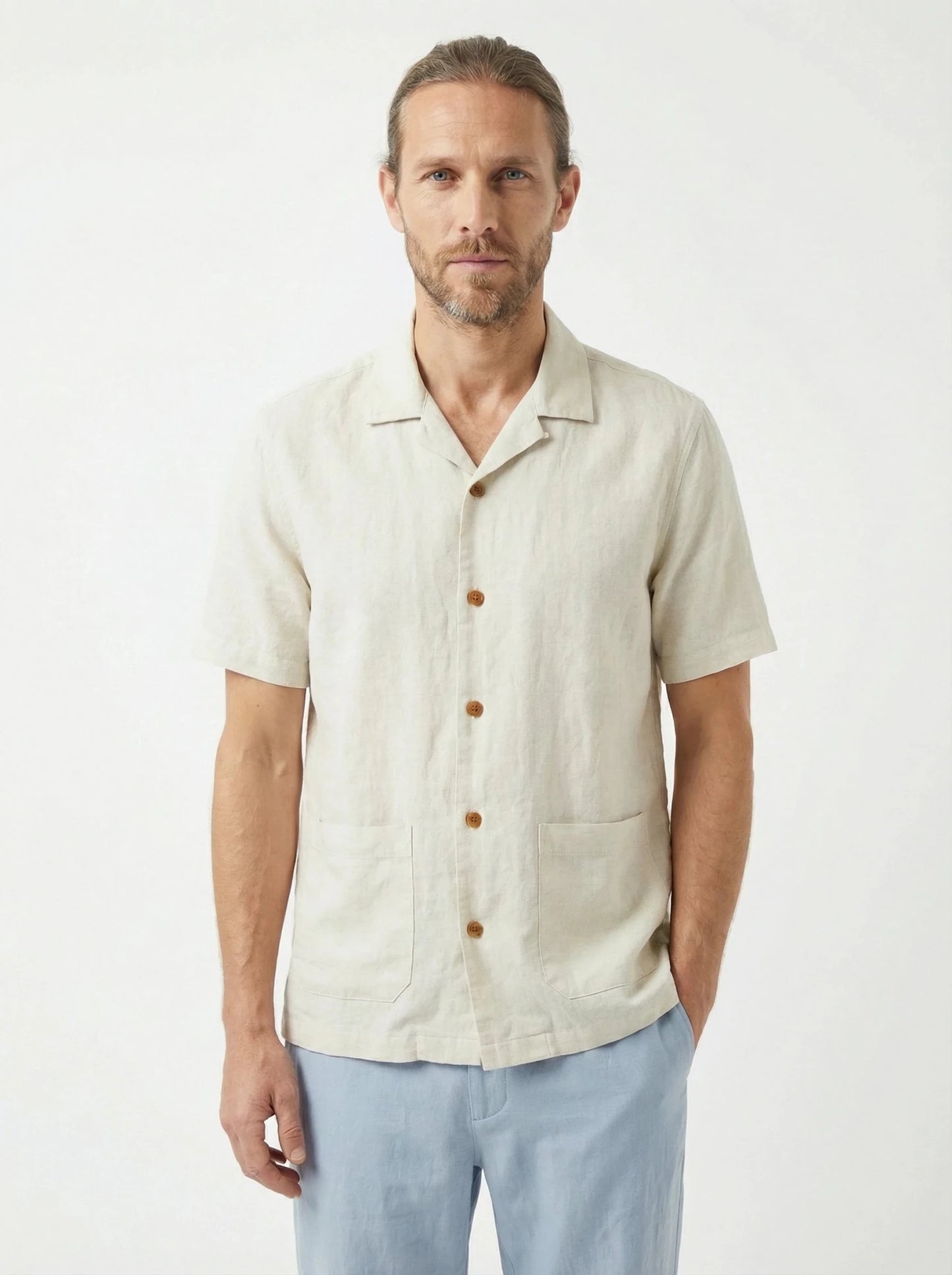 Stonebrook Studio - StonebrookStudio | Men’s White Cotton Short Sleeve Shirt - Classic Casual Style