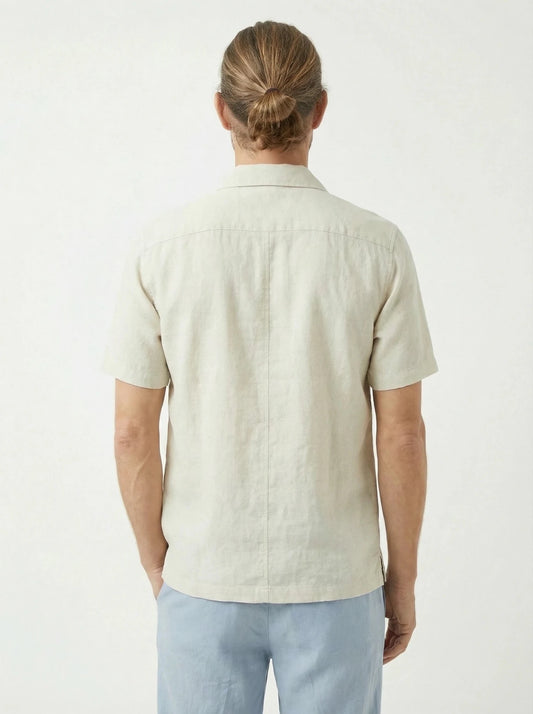 Stonebrook Studio - StonebrookStudio | Men’s White Cotton Short Sleeve Shirt - Classic Casual Style