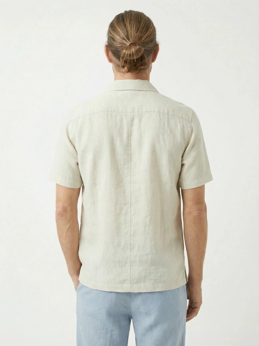 Stonebrook Studio - StonebrookStudio | Men’s White Cotton Short Sleeve Shirt - Classic Casual Style