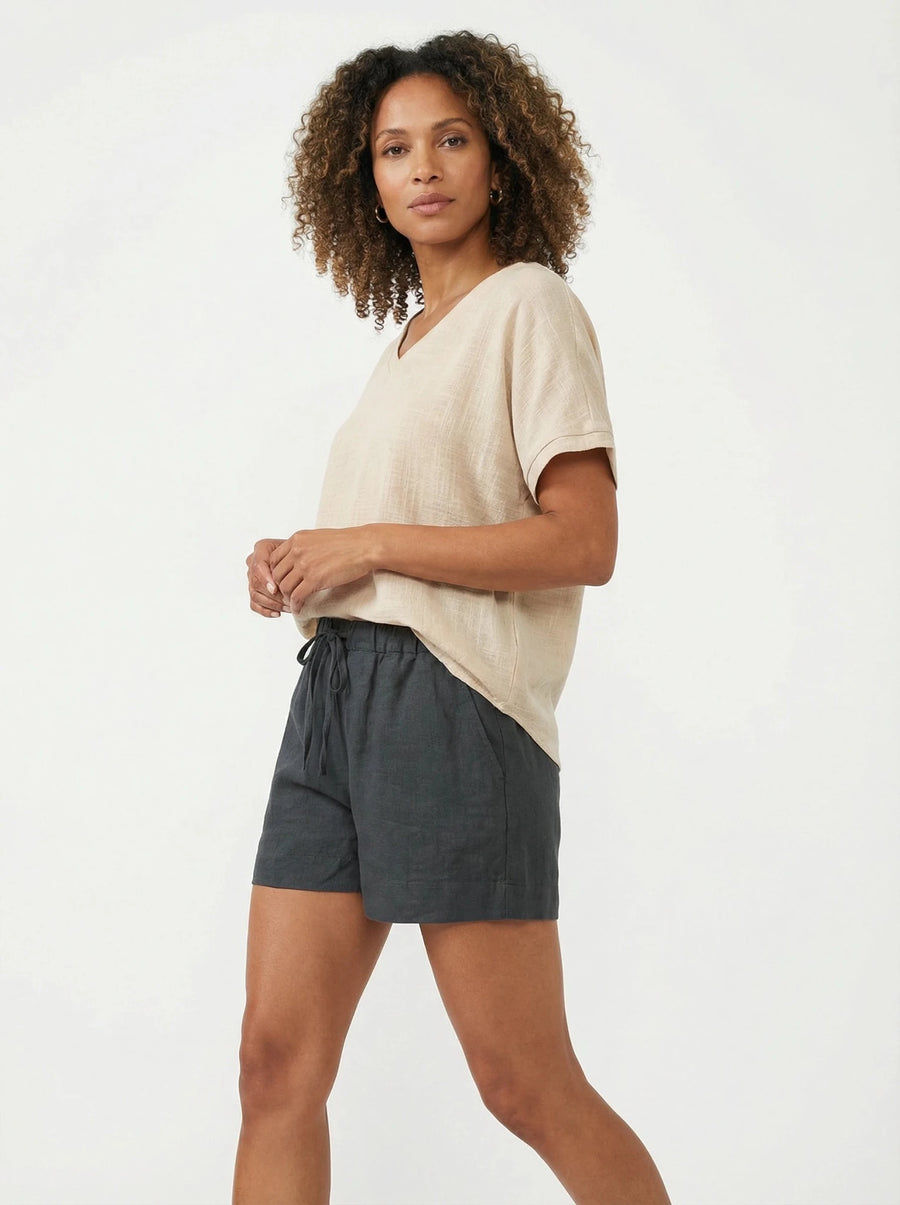 Stonebrook Studio - Stonebrook Studio | Women’s Cotton Linen V - Neck Top