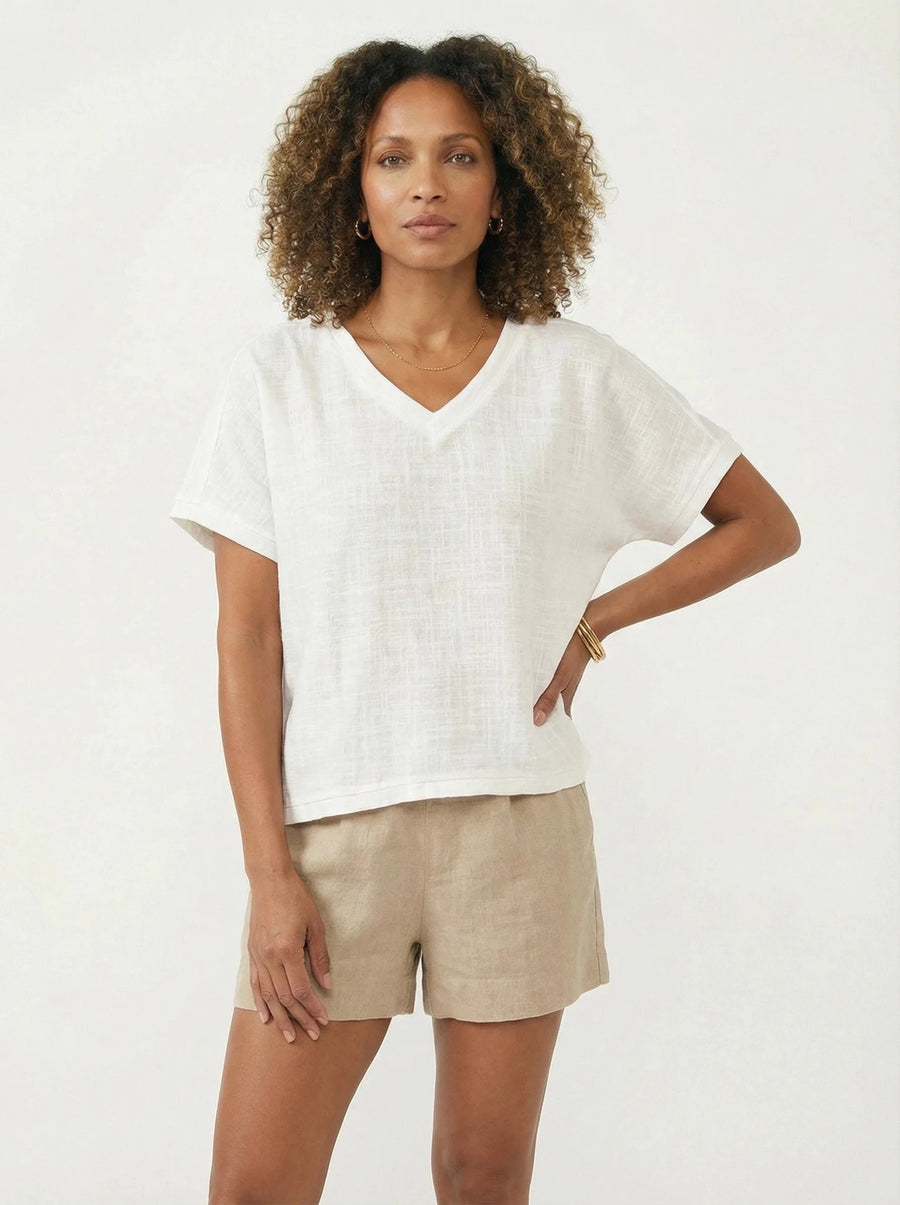 Stonebrook Studio - Stonebrook Studio | Women’s Cotton Linen V - Neck Top