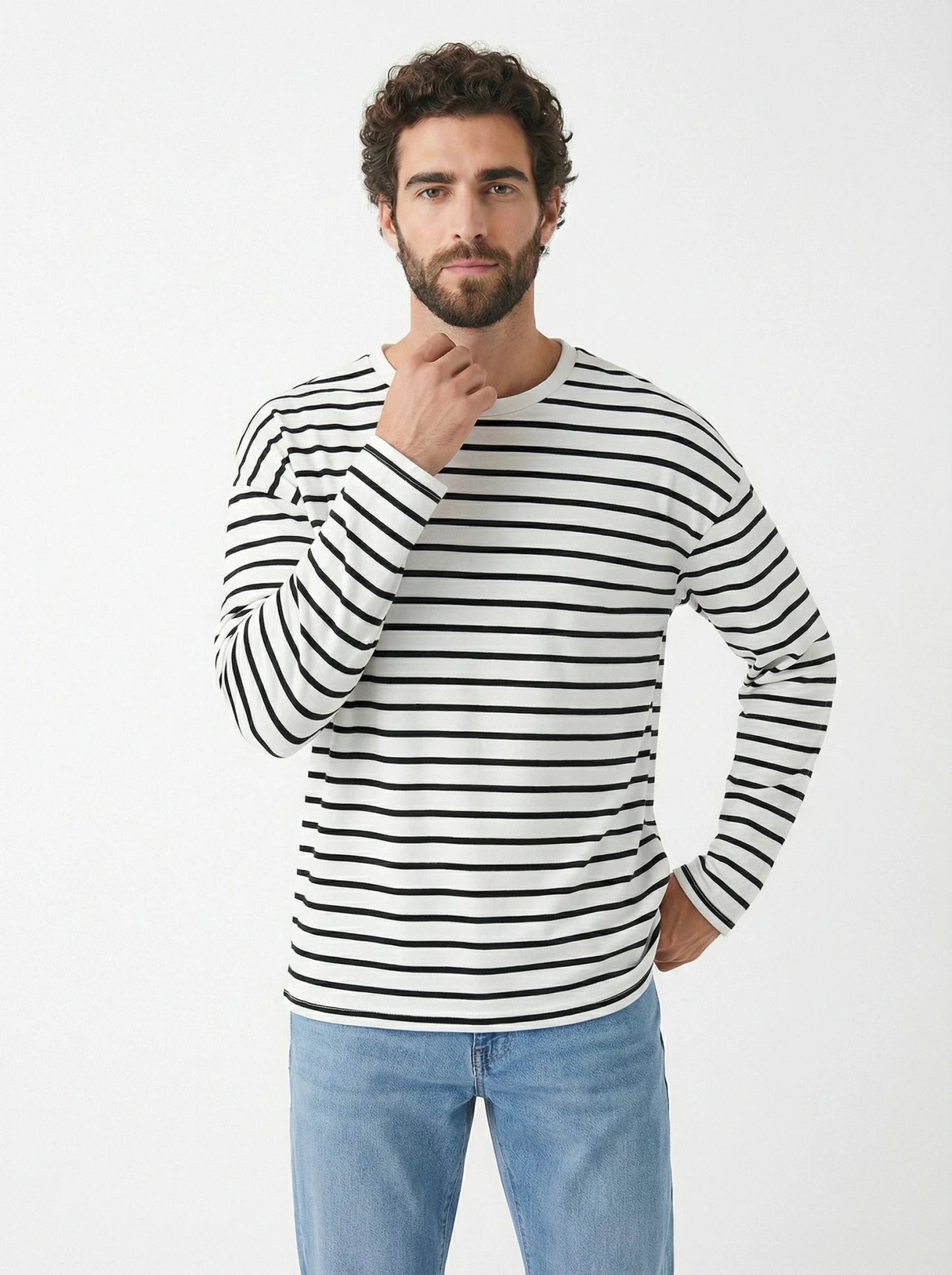 Stonebrook Studio - Stonebrook Studio | Men's Long Sleeve Striped Cotton T Shirt