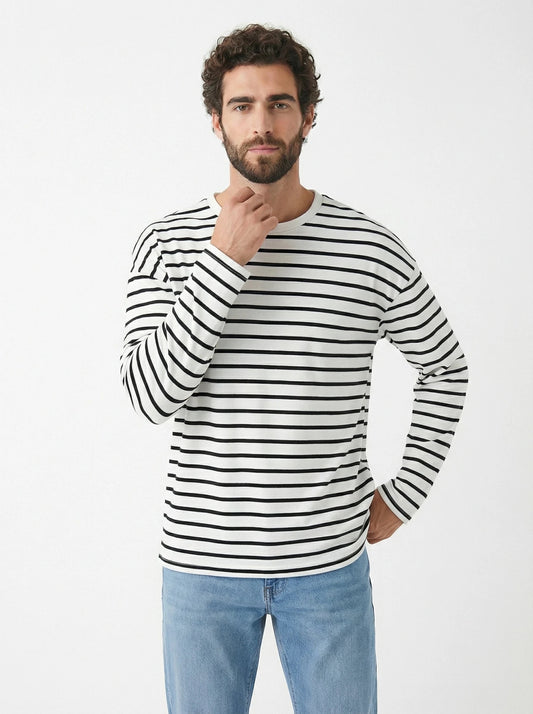 Stonebrook Studio - Stonebrook Studio | Men's Long Sleeve Striped Cotton T Shirt
