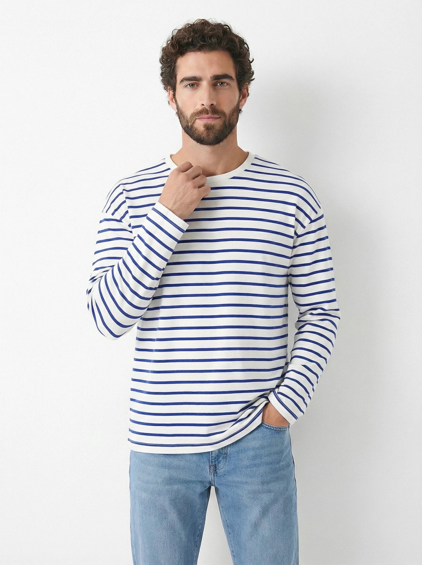 Stonebrook Studio - Stonebrook Studio | Men's Long Sleeve Striped Cotton T Shirt