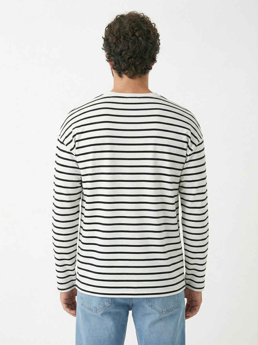 Stonebrook Studio - Stonebrook Studio | Men's Long Sleeve Striped Cotton T Shirt