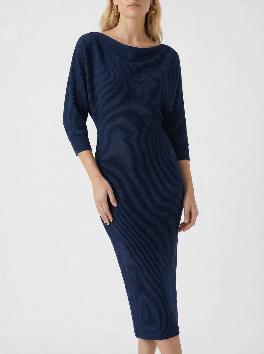 Stonebrook Studio - StonebrookStudio | Women’s Elegant Draped Batwing Midi Dress
