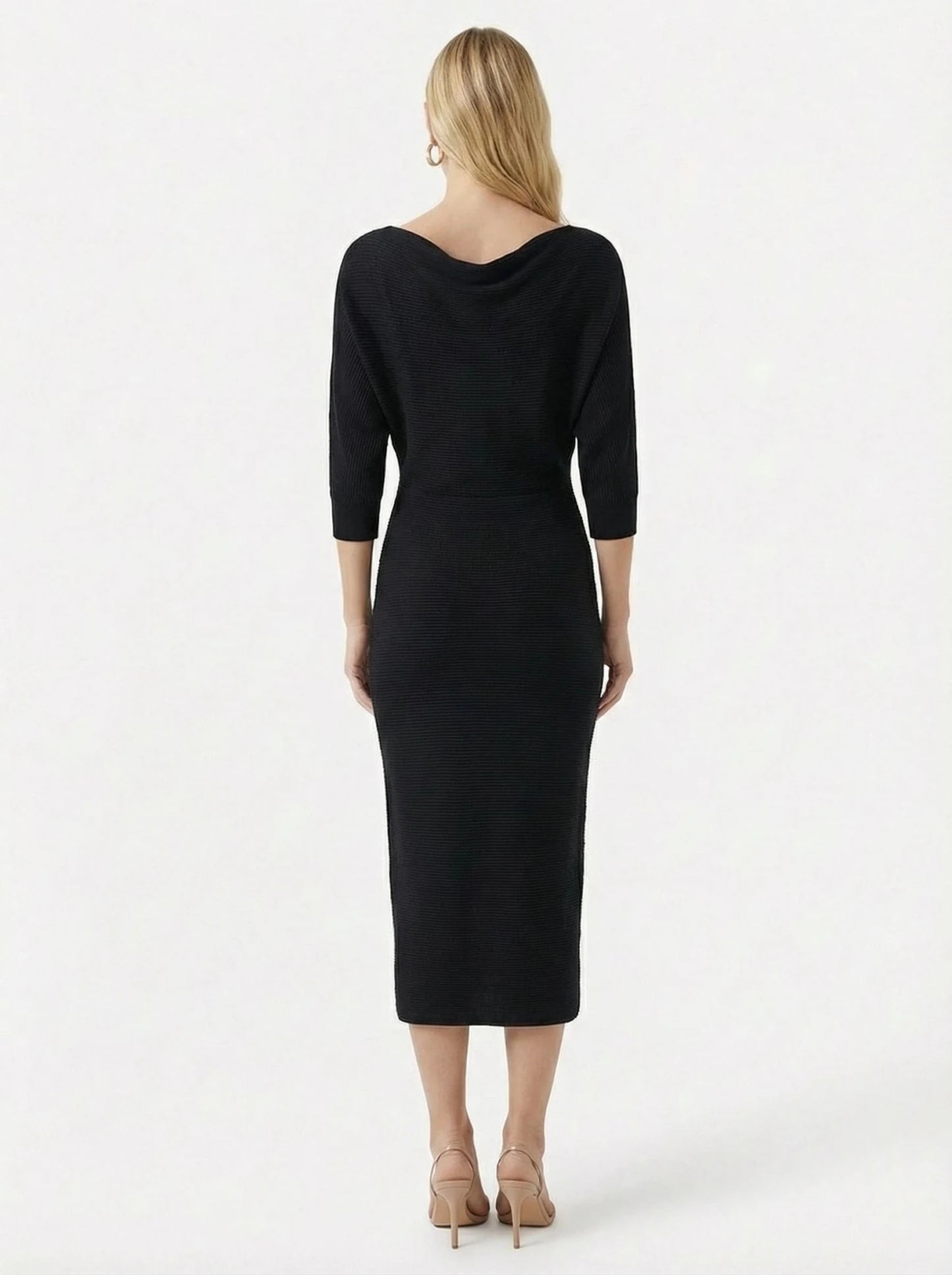 Stonebrook Studio - StonebrookStudio | Women’s Elegant Draped Batwing Midi Dress