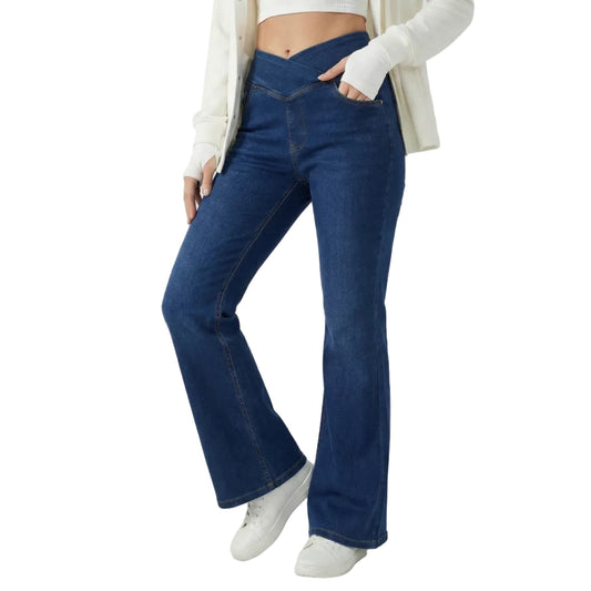 Stonebrook Studio - StonebrookStudio | Women’s High Waisted Crossover Cotton Tummy Control Jeans
