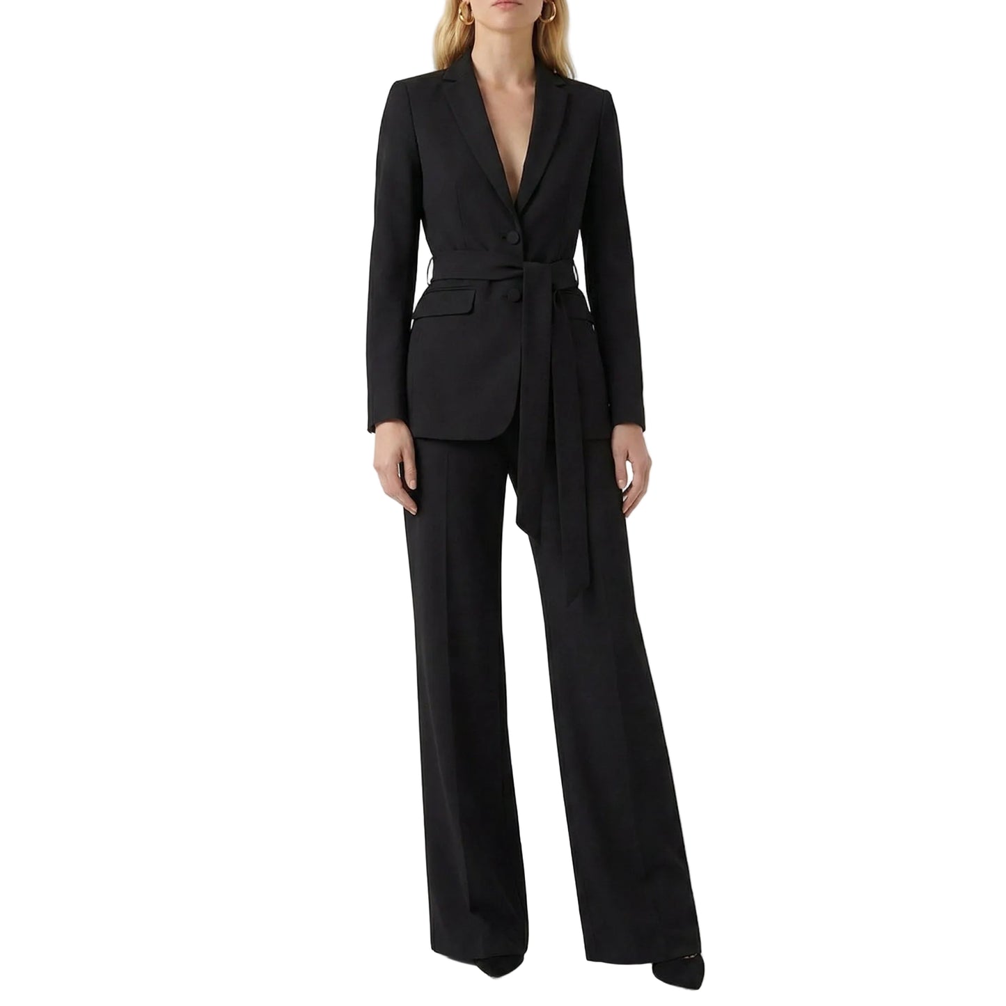 Stonebrook Studio - StonebrookStudio | Women’s 2 Piece Set Belted Blazer Flared Trouser Suit