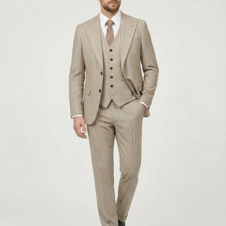 Stonebrook Studio - StonebrookStudio | Men's Three Piece Suit Slim Fit - Tommy Beige