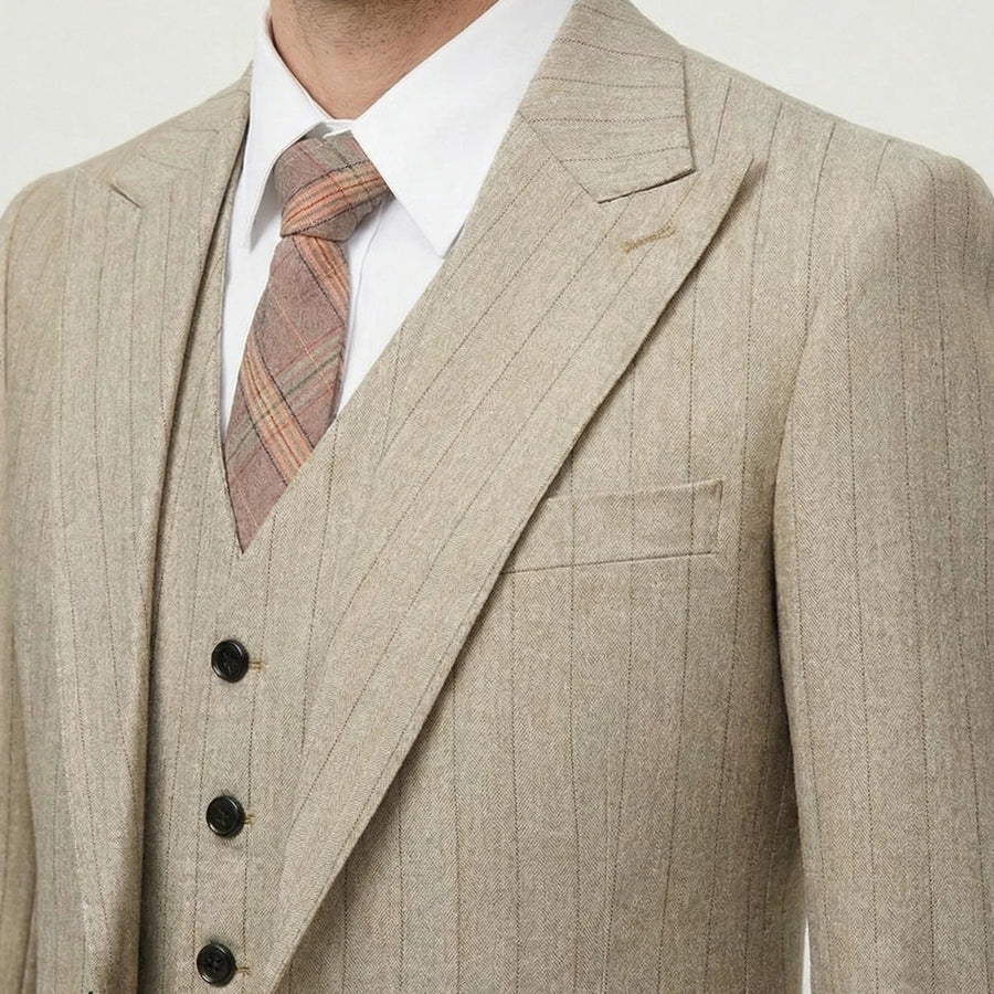 Stonebrook Studio - StonebrookStudio | Men's Three Piece Suit Slim Fit - Tommy Beige