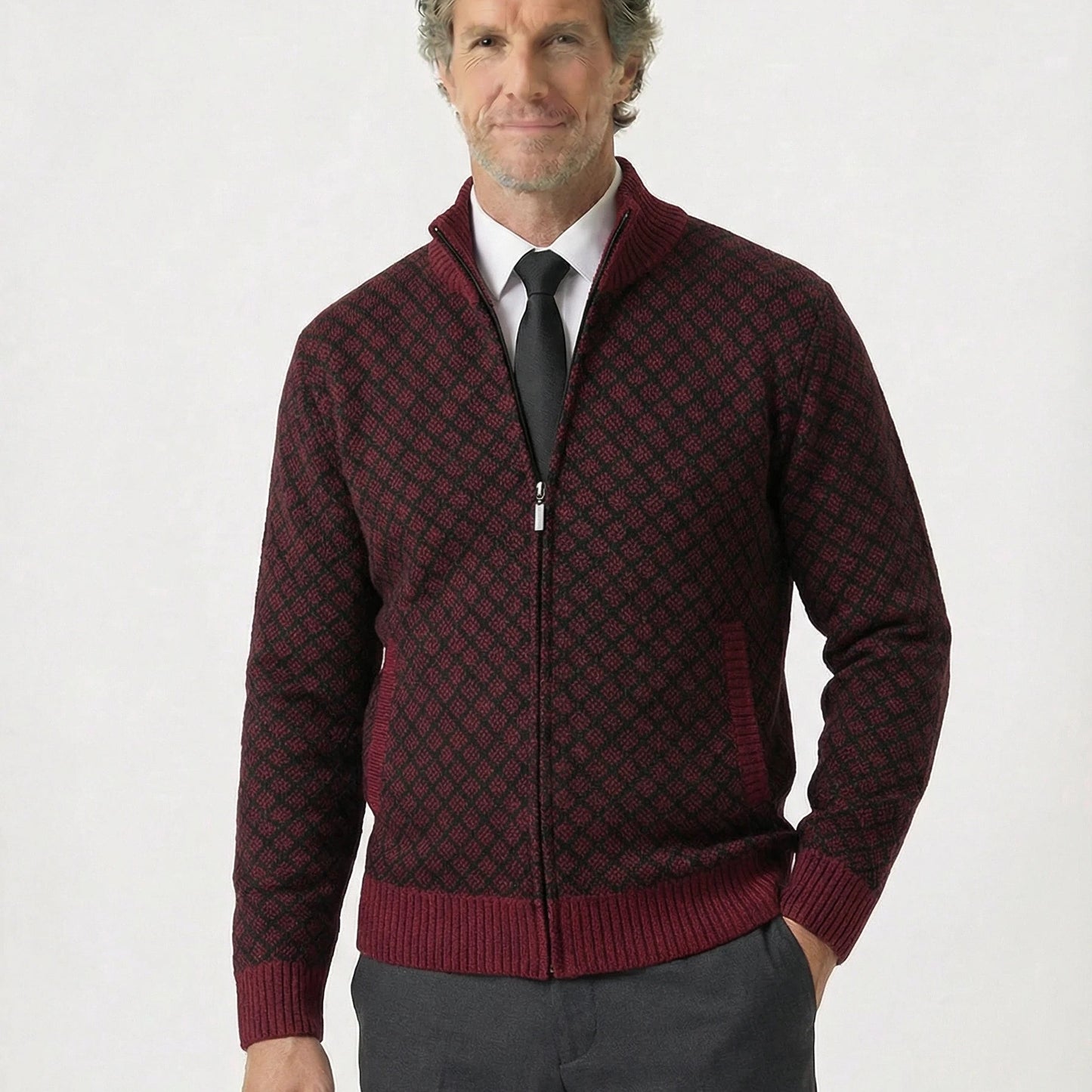 Stonebrook Studio - StonebrookStudio | Men’s Wool Jacquard Knit Vest - Slim Fit