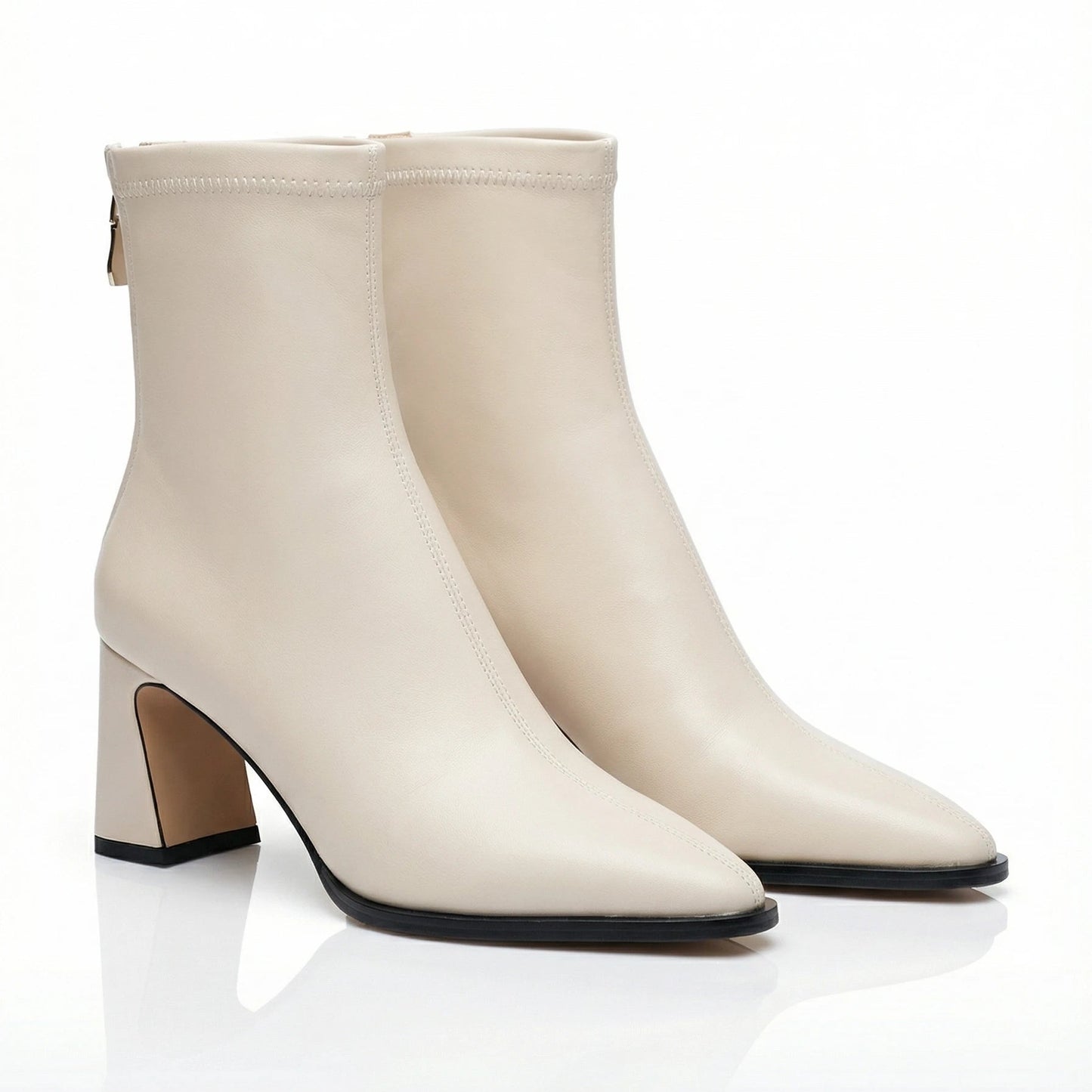Stonebrook Studio - Stonebrook Studio | Women’s Leather High Heel Ankle Boots - Square Toe Zip