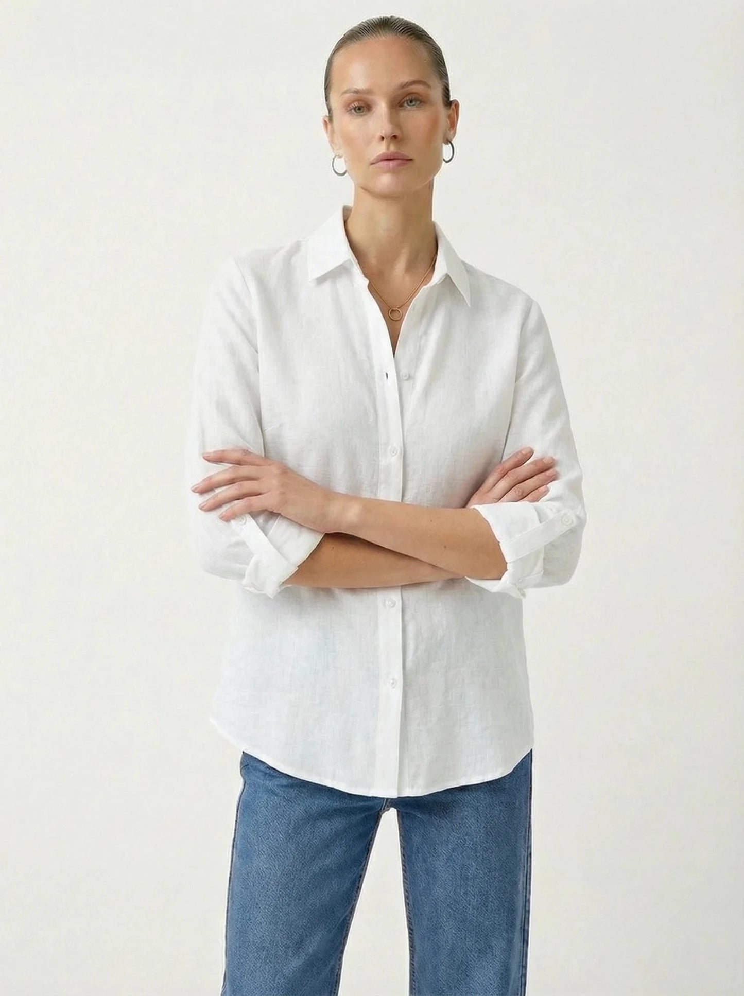 Stonebrook Studio - Stonebrook Studio | Women’s Linen Button Down Shirt - Classic Workwear Fit