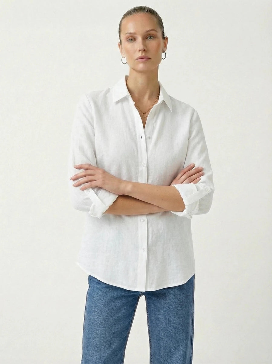 Stonebrook Studio - Stonebrook Studio | Women’s Linen Button Down Shirt - Classic Workwear Fit