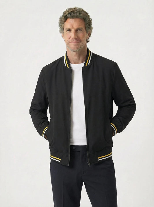 Stonebrook Studio - StonebrookStudio | Men’s Lightweight Bomber Jacket with Stripe Detail