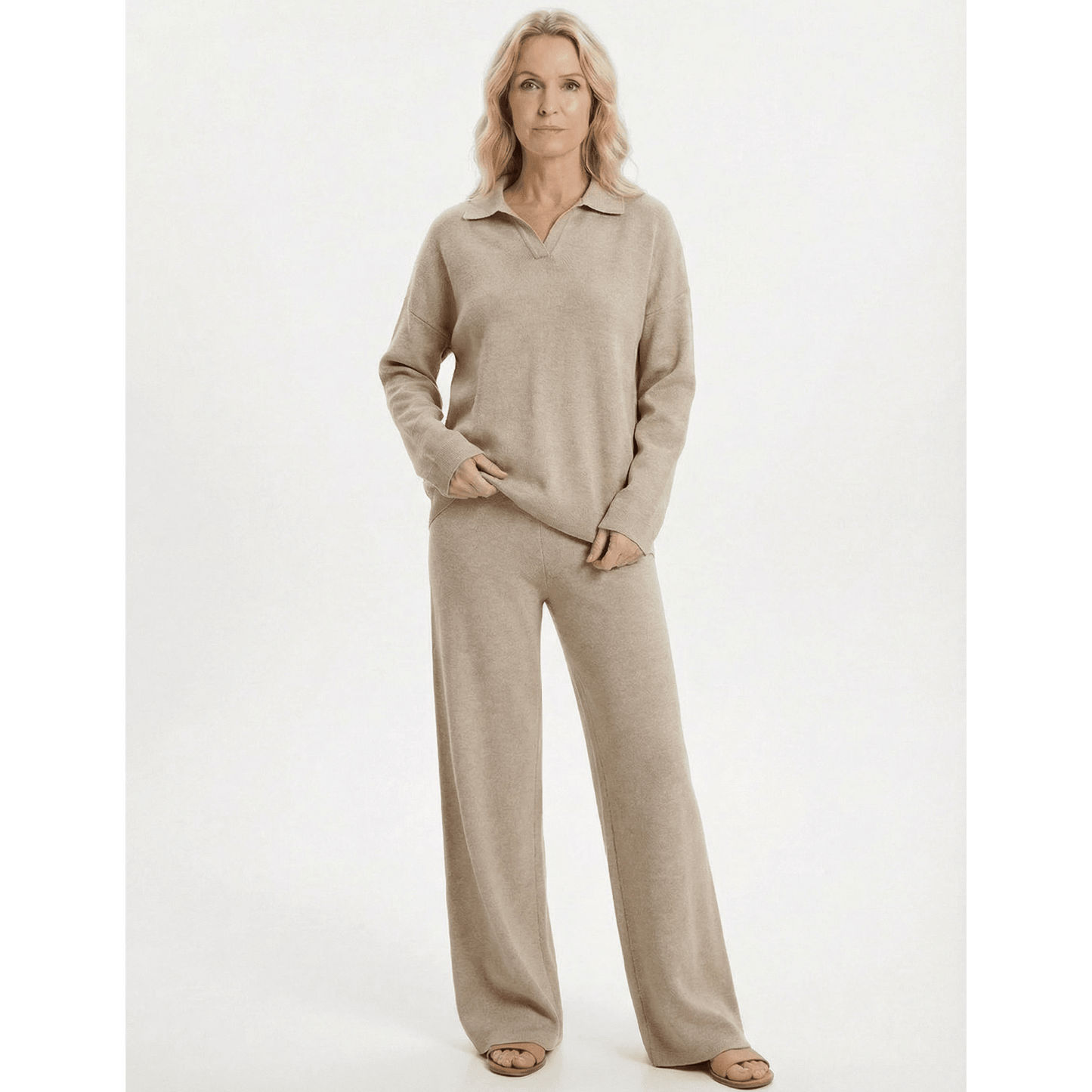 Stonebrook Studio - Stonebrook Studio | Women’s Relaxed - Fit Pullover & Wide - Leg Lounge Trousers Set