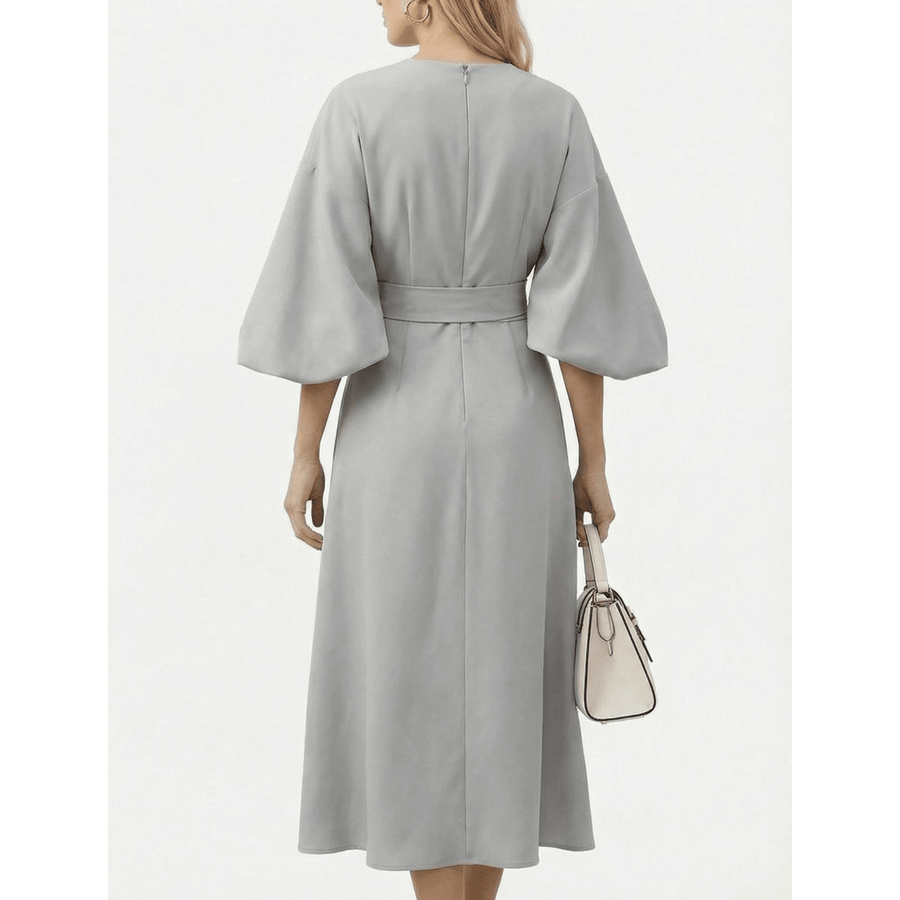 Stonebrook Studio - Stonebrook Studio | Women’s Batwing Sleeve Midi Dress Elegant - High Waist Belted