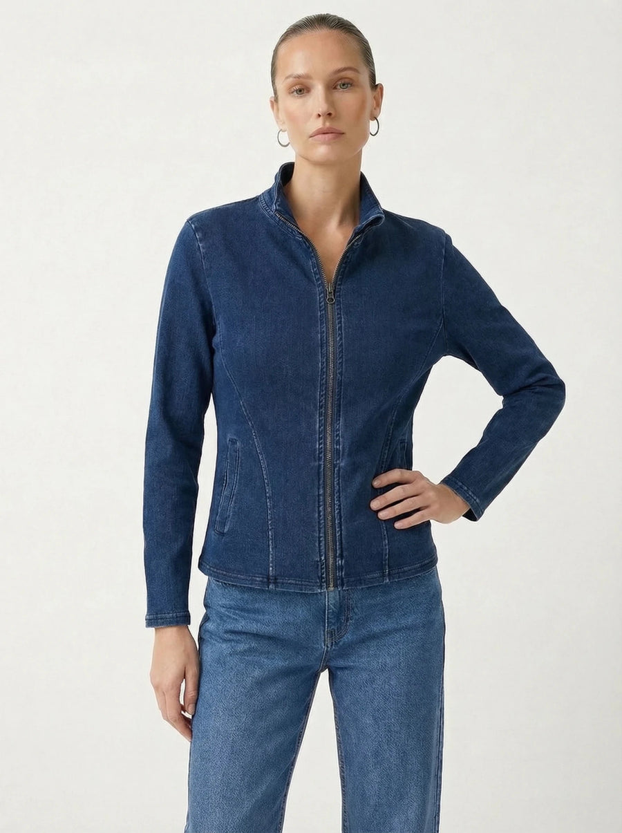 Stonebrook Studio - StonebrookStudio | Women’s Stretch Denim Yoga Jacket - Slim Fit Zip Up Sports Top