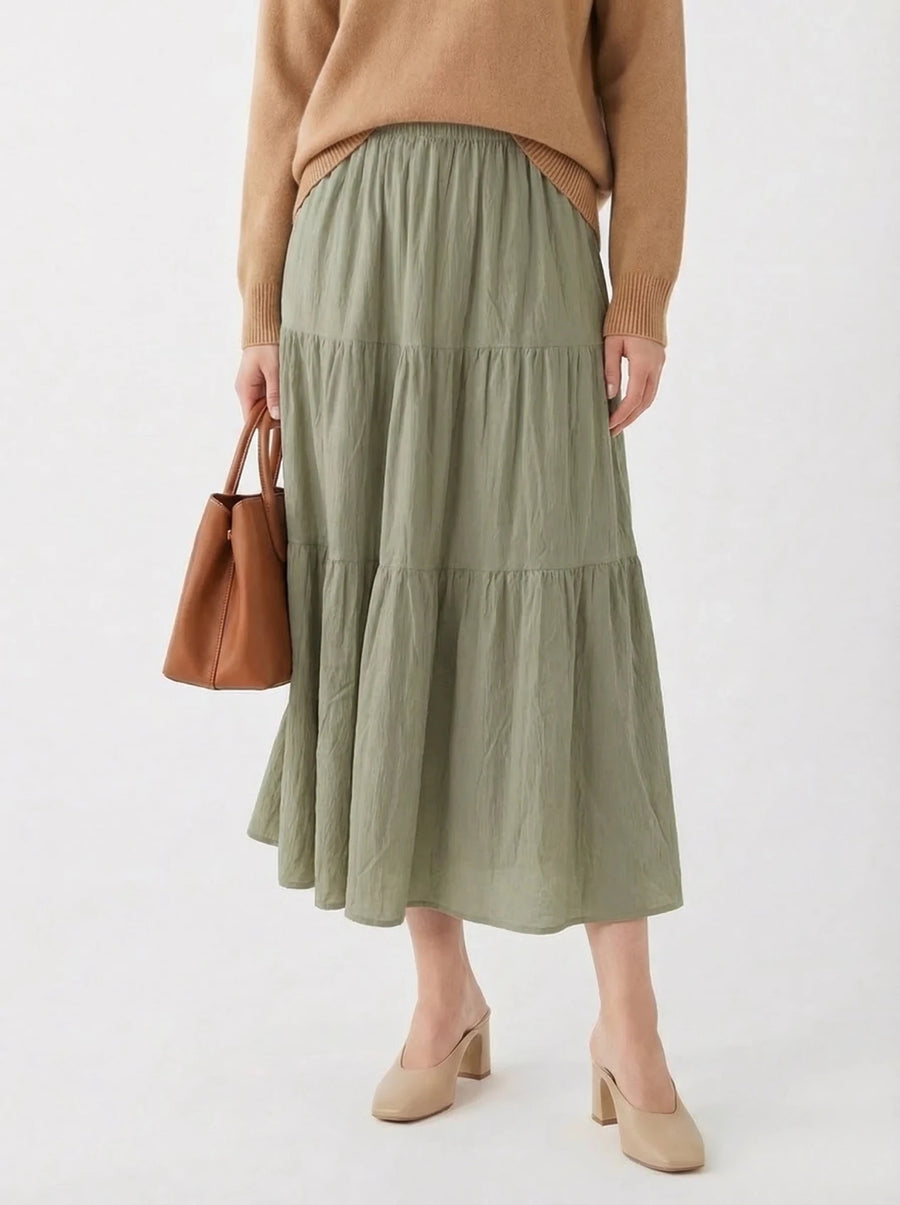 Stonebrook Studio - Stonebrook Studio | Women’s Cotton A - Line Skirt - Breathable High Waist Casual Wear