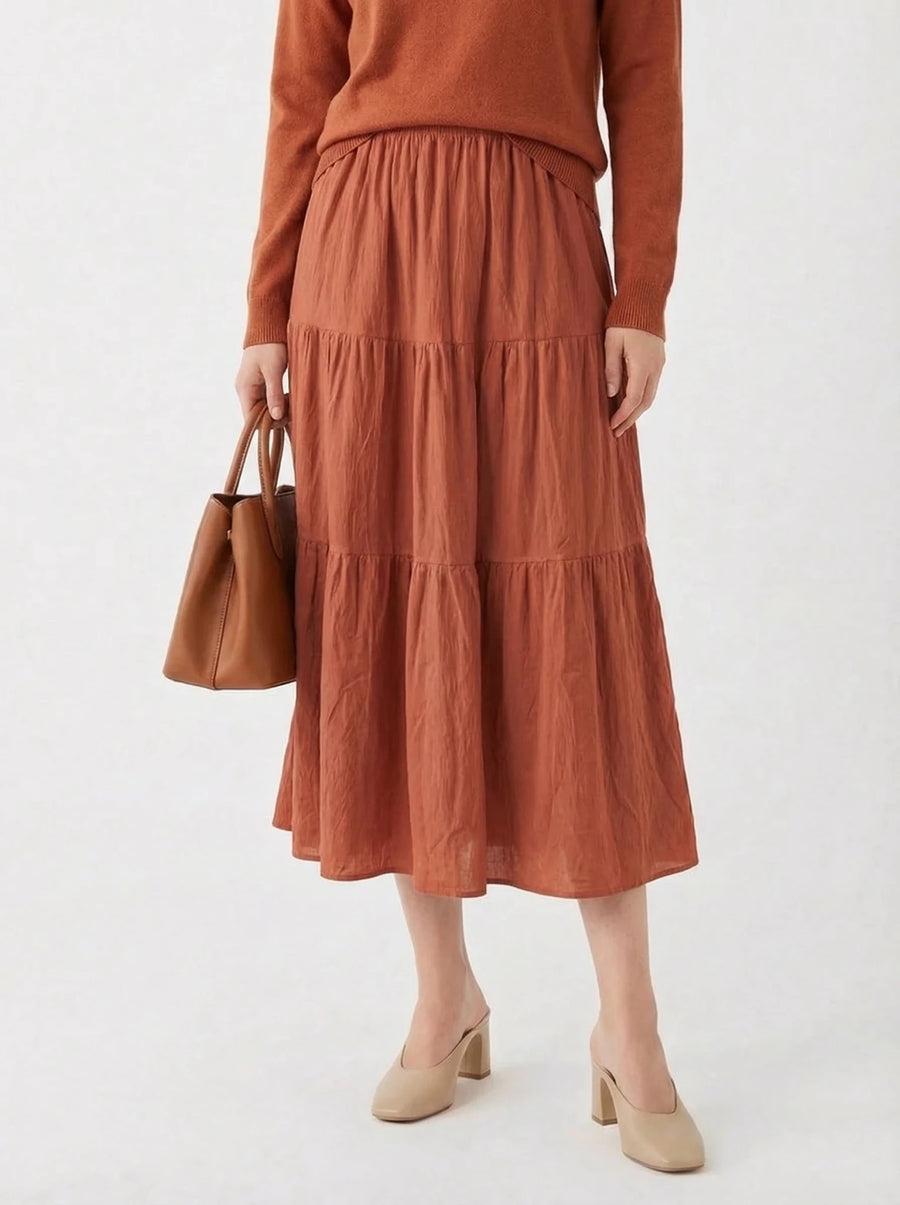 Stonebrook Studio - Stonebrook Studio | Women’s Cotton A - Line Skirt - Breathable High Waist Casual Wear