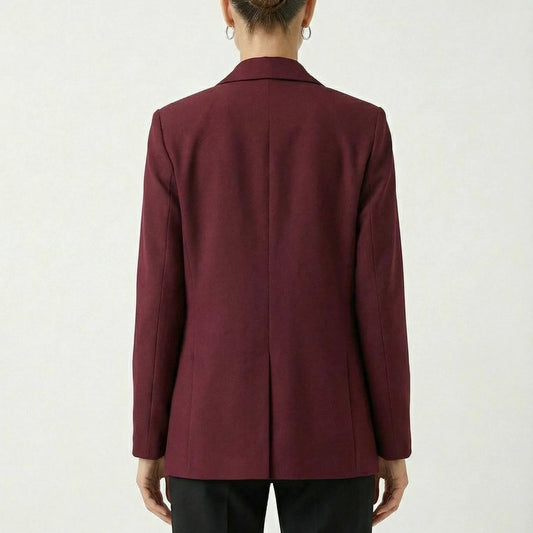 Stonebrook Studio - Stonebrook Studio | Women’s Burgundy Blazer Structured Fit - Classic Smart Casual