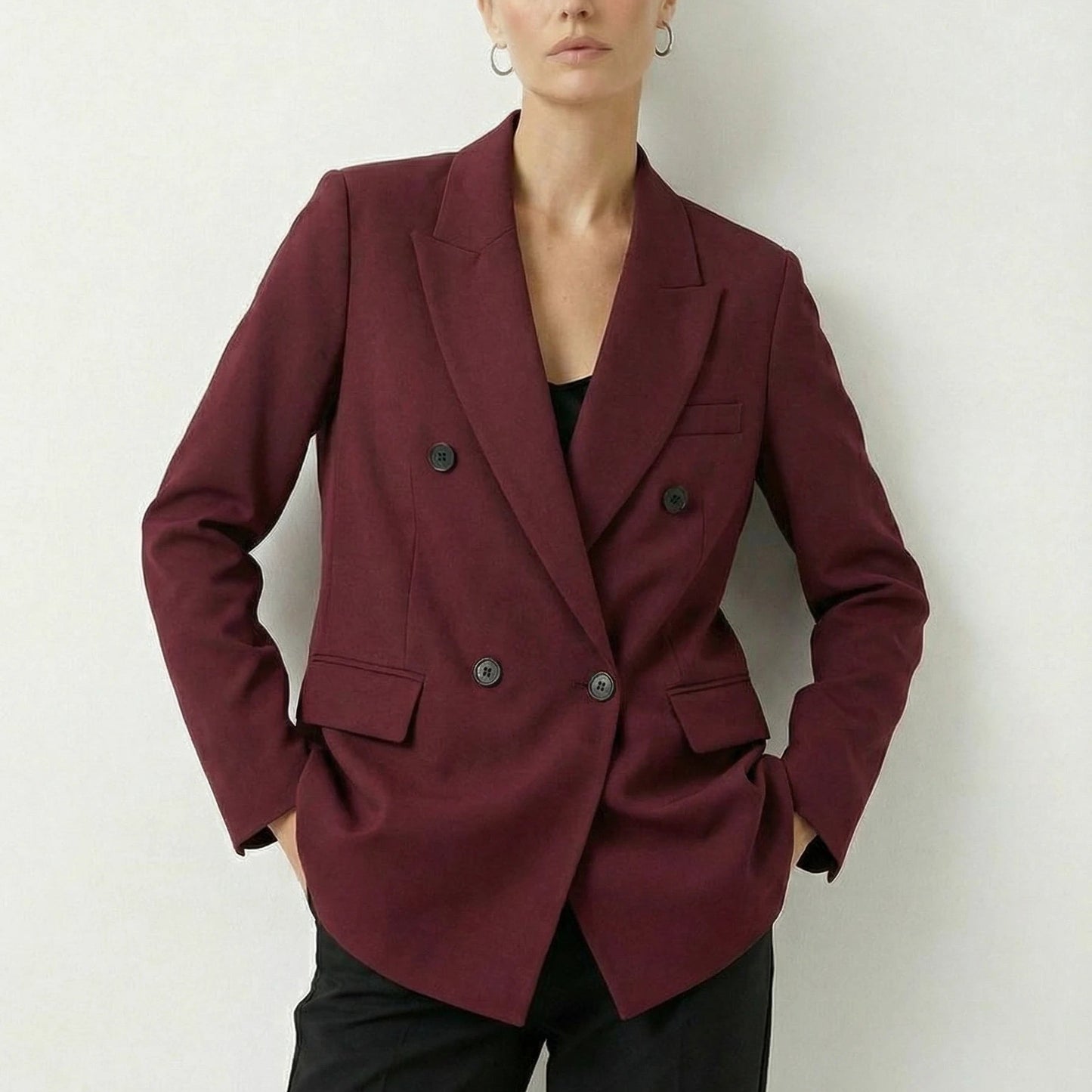 Stonebrook Studio - Stonebrook Studio | Women’s Burgundy Blazer Structured Fit - Classic Smart Casual