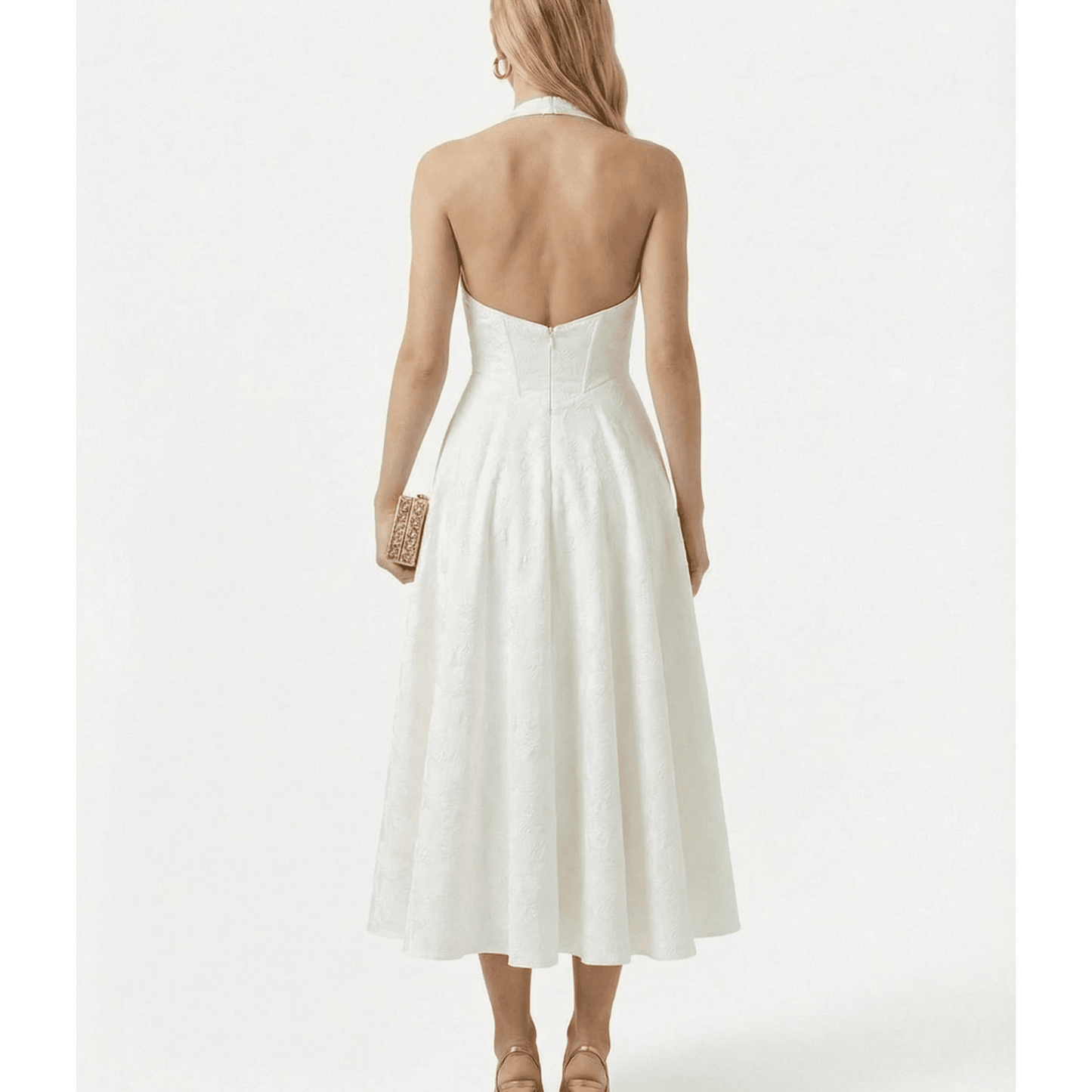 Stonebrook Studio - Stonebrook Studio | Women’s Halter Midi Dress Corset Bodice A - Line Party Dress