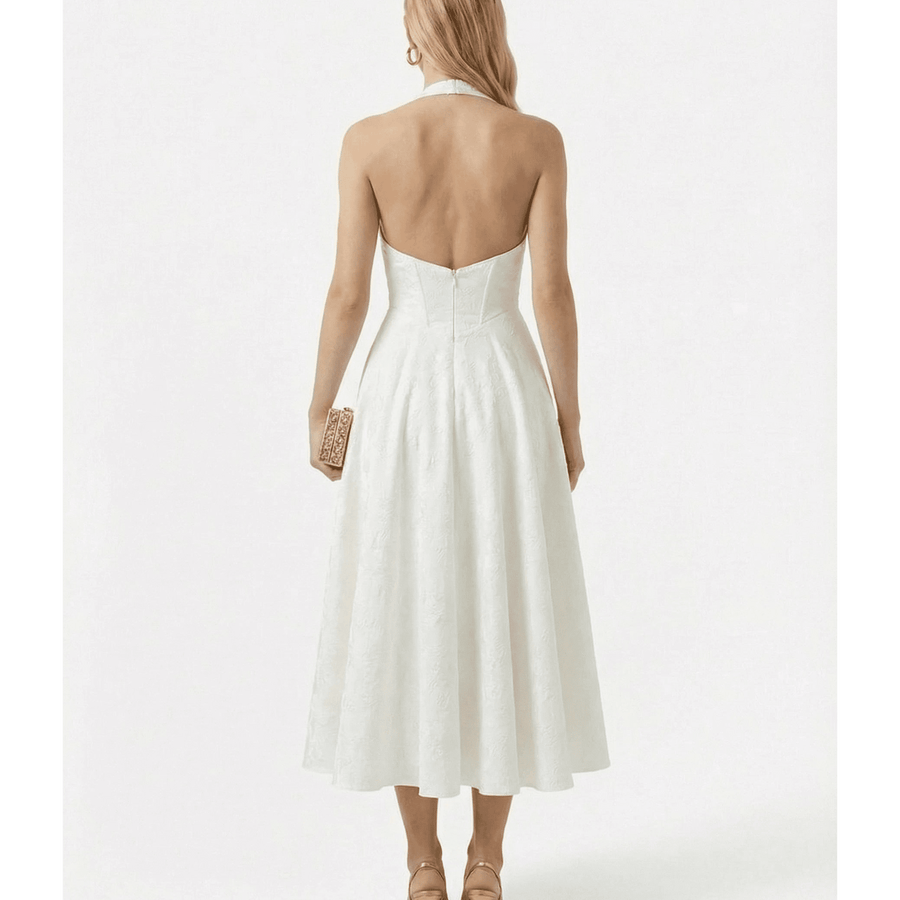 Stonebrook Studio - Stonebrook Studio | Women’s Halter Midi Dress Corset Bodice A - Line Party Dress
