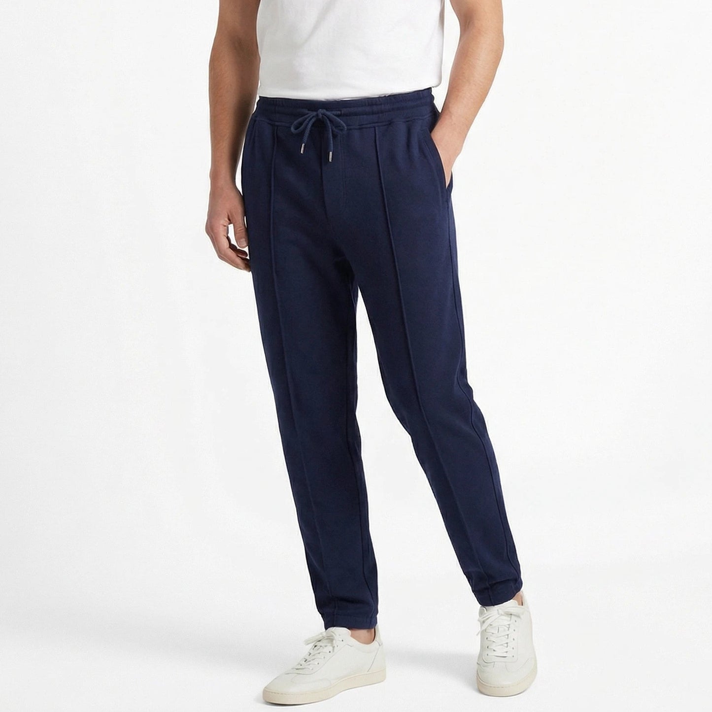 Stonebrook Studio - Stonebrook Studio | Men’s Cotton Textured Drawstring Trousers - Smart - Casual Straight Fit
