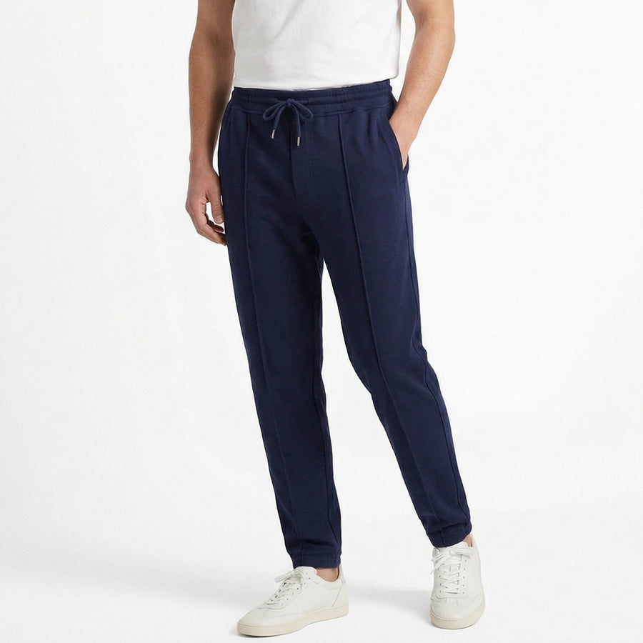 Stonebrook Studio - Stonebrook Studio | Men’s Cotton Textured Drawstring Trousers - Smart - Casual Straight Fit