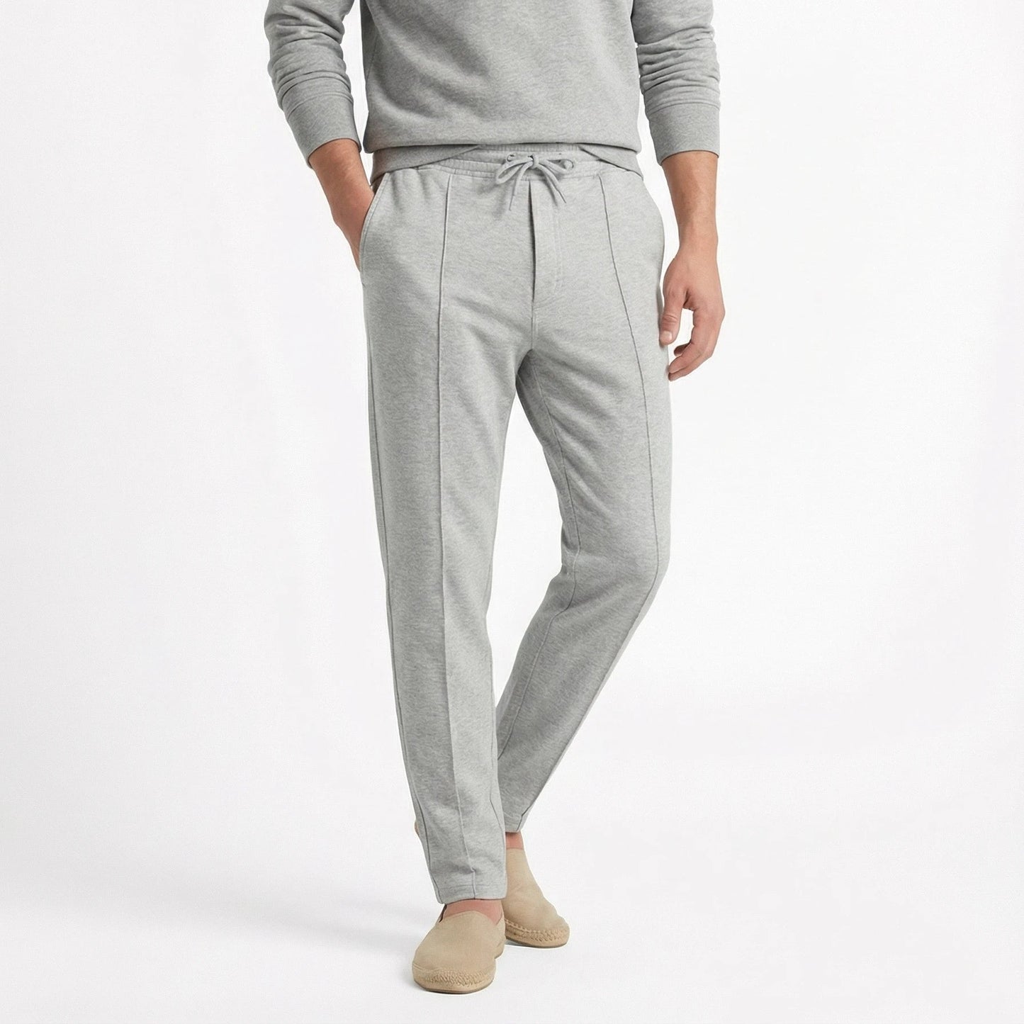 Stonebrook Studio - Stonebrook Studio | Men’s Cotton Textured Drawstring Trousers - Smart - Casual Straight Fit