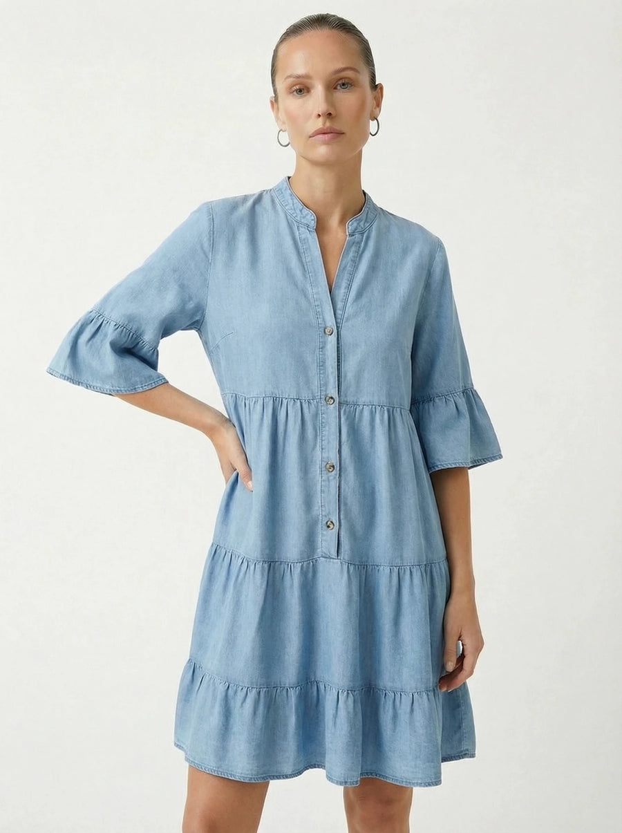 Stonebrook Studio - Stonebrook Studio | Women’s Denim Mini Dress - Comfortable Long Cotton Shirt