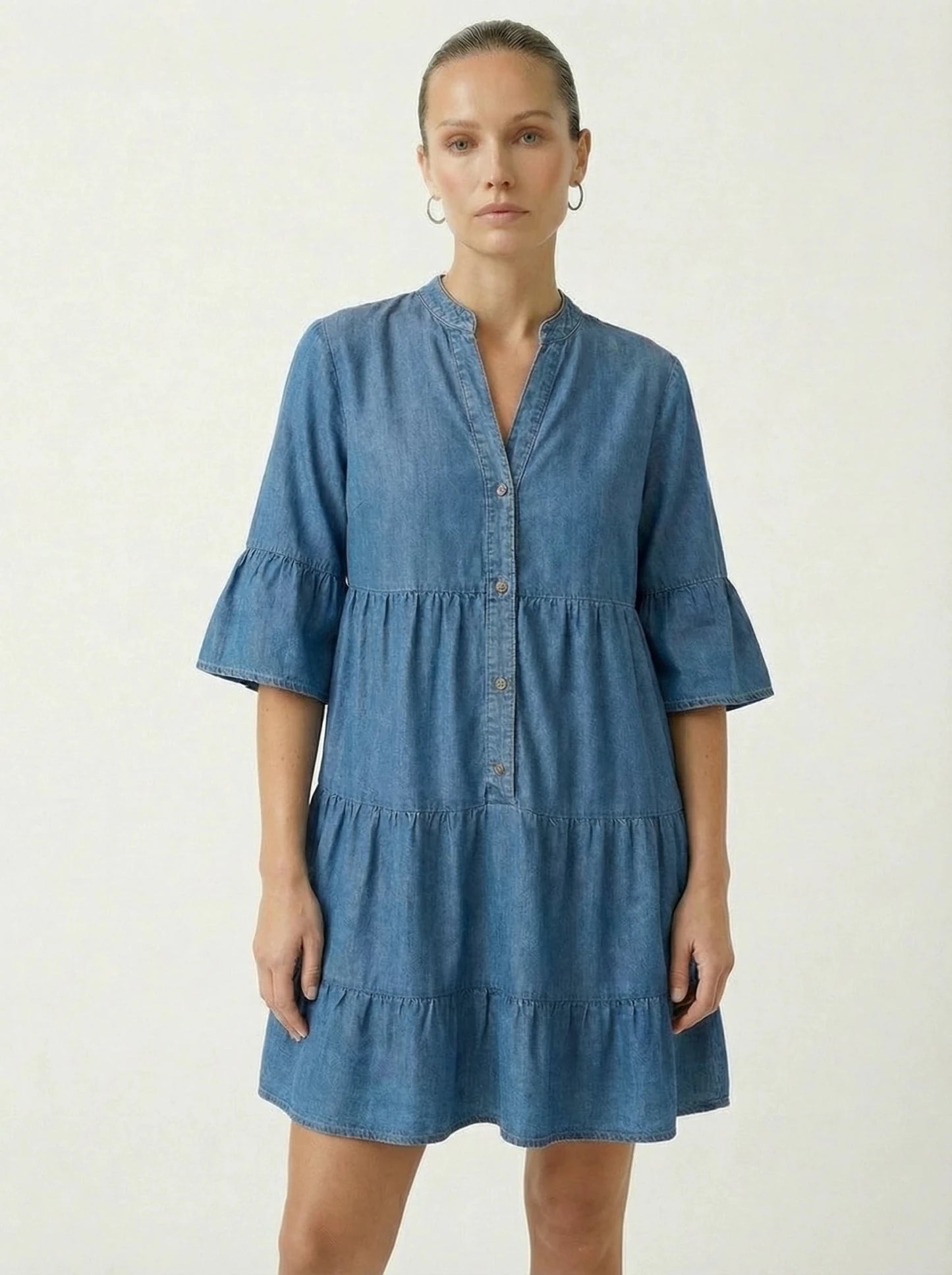 Stonebrook Studio - Stonebrook Studio | Women’s Denim Mini Dress - Comfortable Long Cotton Shirt