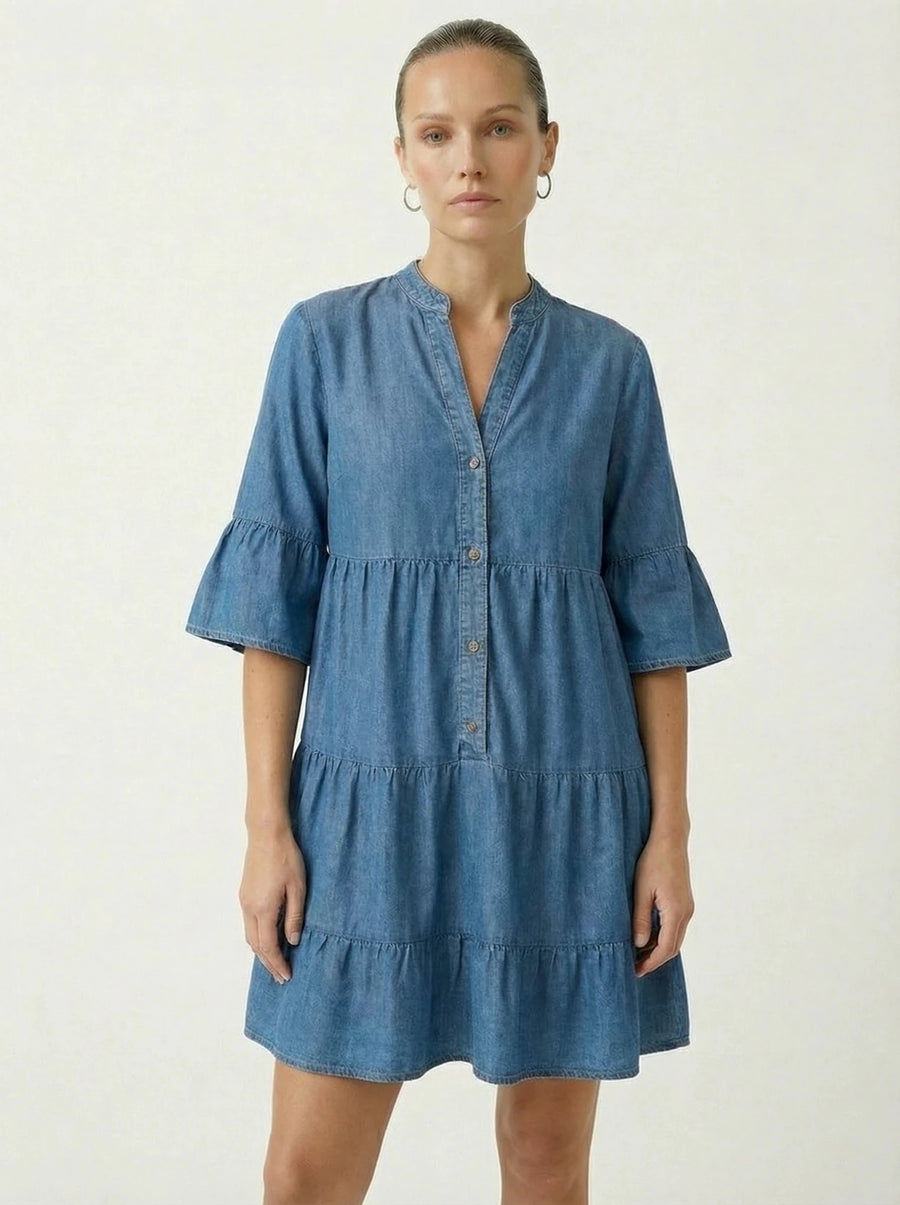 Stonebrook Studio - Stonebrook Studio | Women’s Denim Mini Dress - Comfortable Long Cotton Shirt