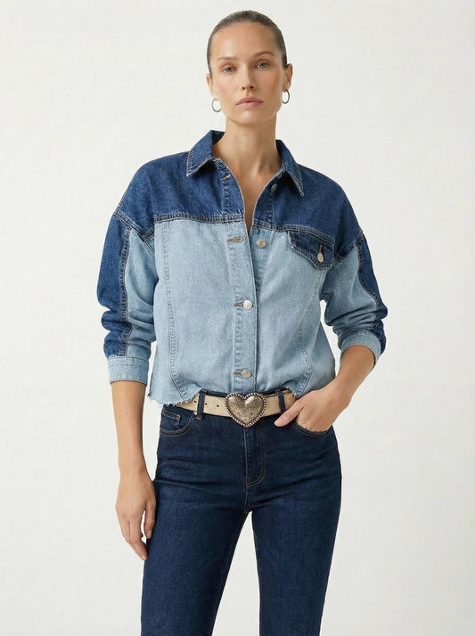 Stonebrook Studio - Stonebrook Studio | Women’s Denim Two - Tone Jacket - Classic Comfort Regular Fit
