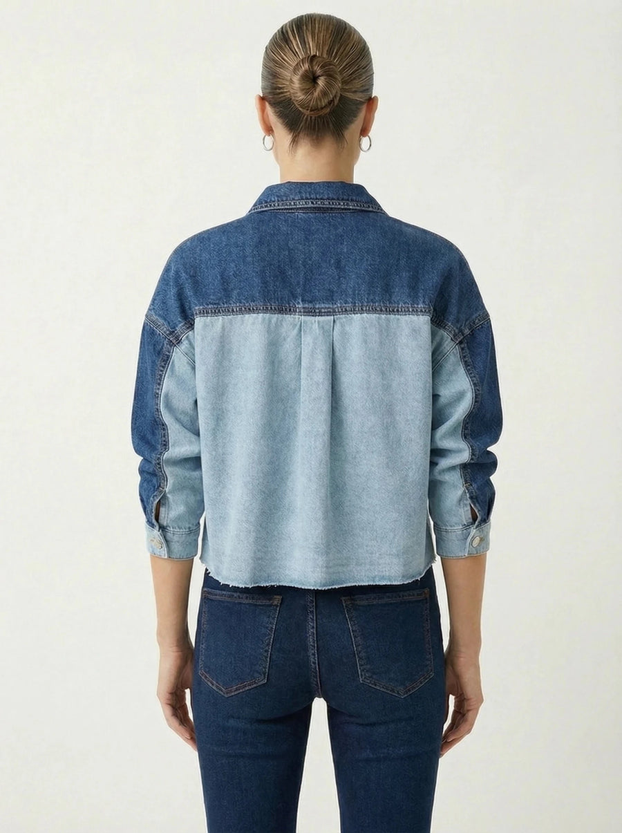 Stonebrook Studio - Stonebrook Studio | Women’s Denim Two - Tone Jacket - Classic Comfort Regular Fit
