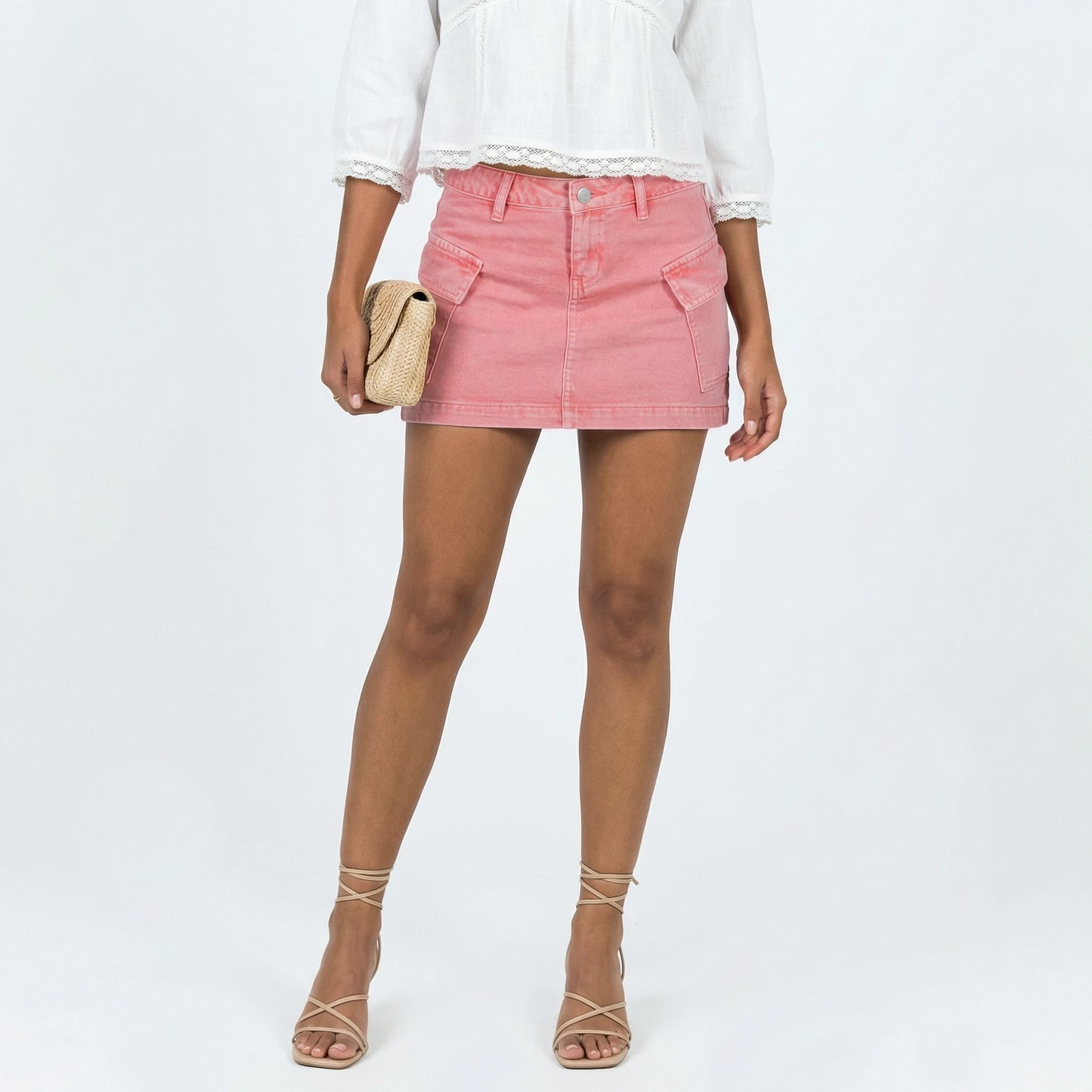 Stonebrook Studio - Stonebrook Studio | Women’s Denim Mini Skirt Cargo Pockets Slim Fit Summer
