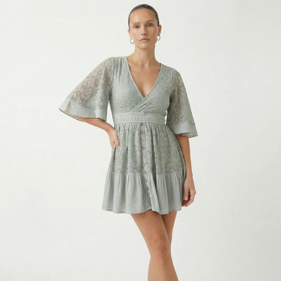 Stonebrook Studio - Stonebrook Studio | Women’s Lace Mini Dress Pleated Skirt - Lightweight Comfort