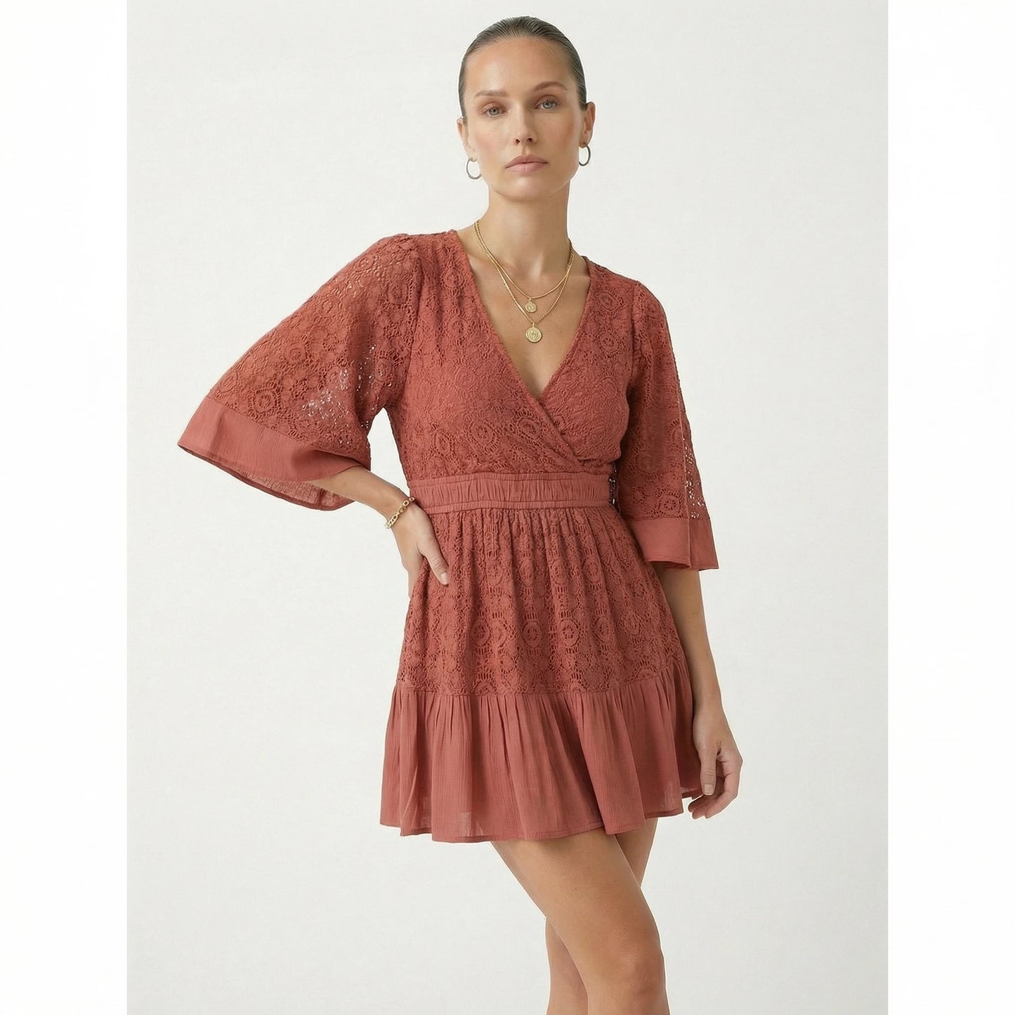 Stonebrook Studio - Stonebrook Studio | Women’s Lace Mini Dress Pleated Skirt - Lightweight Comfort