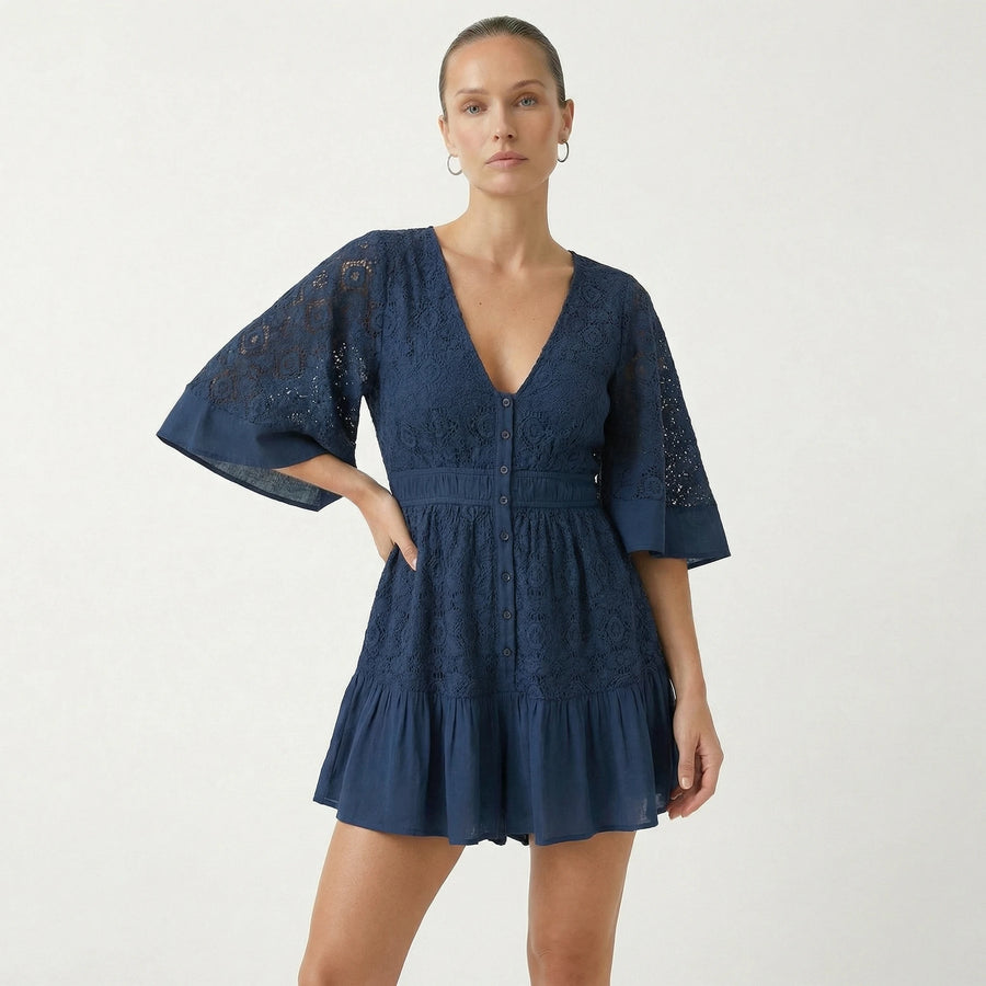 Stonebrook Studio - Stonebrook Studio | Women’s Lace Mini Dress Pleated Skirt - Lightweight Comfort