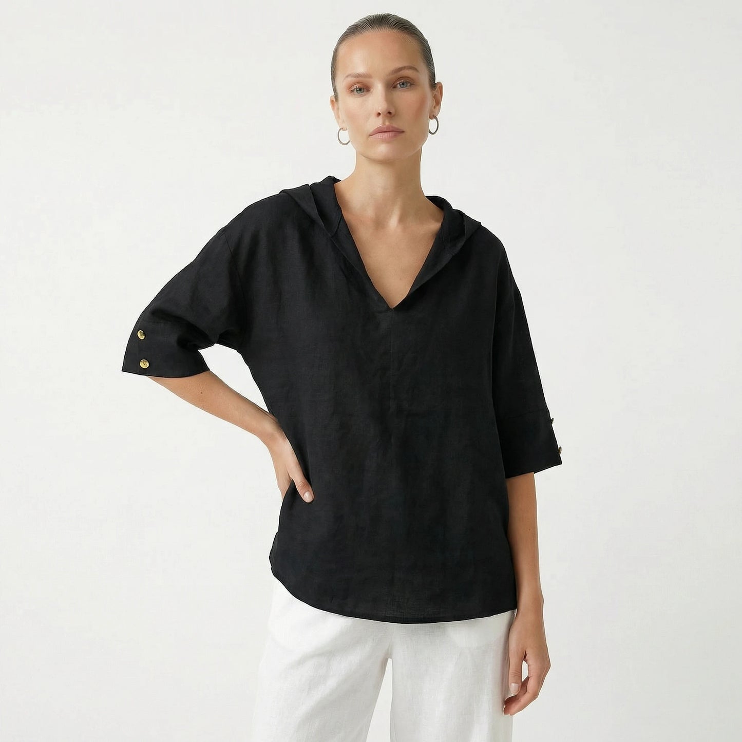 Stonebrook Studio - Stonebrook Studio | Women’s Linen Casual Shirt V - Neck - Loose Fit Everyday Wear