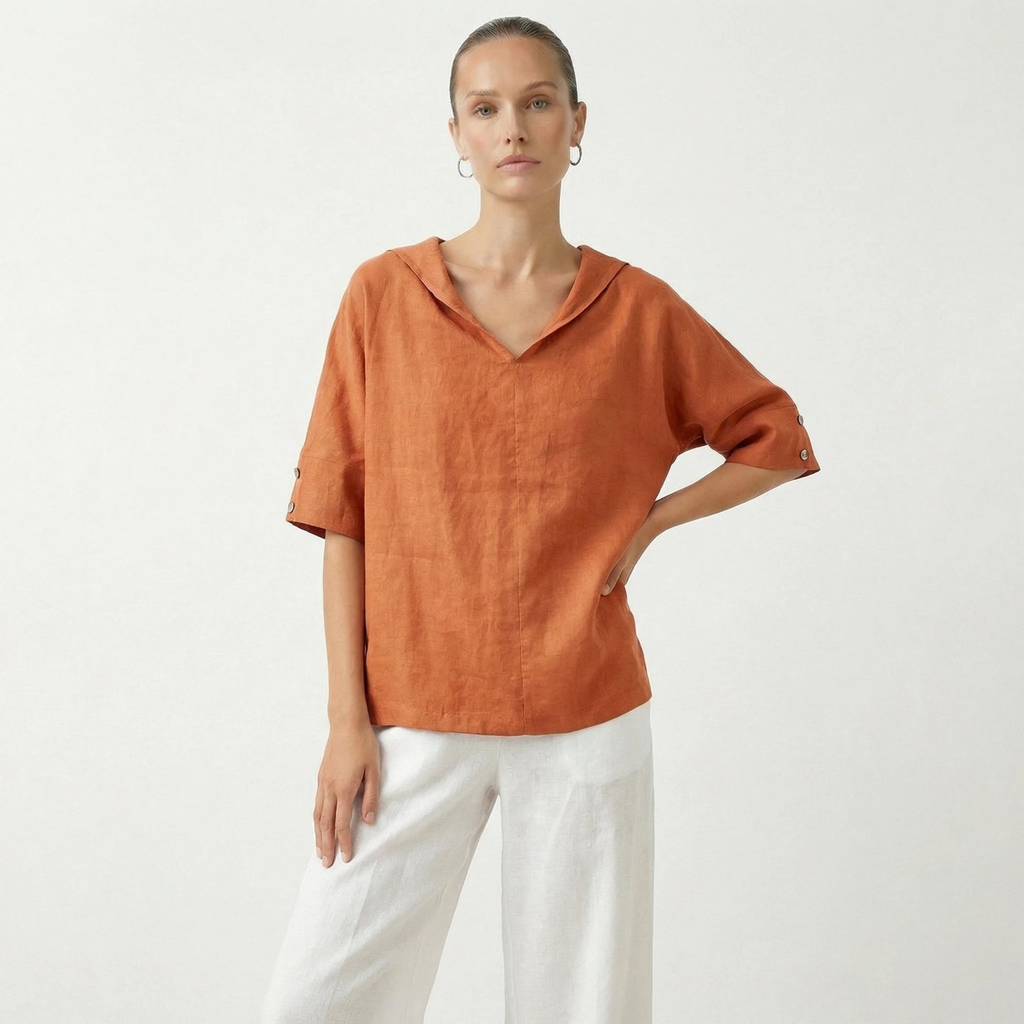 Stonebrook Studio - Stonebrook Studio | Women’s Linen Casual Shirt V - Neck - Loose Fit Everyday Wear