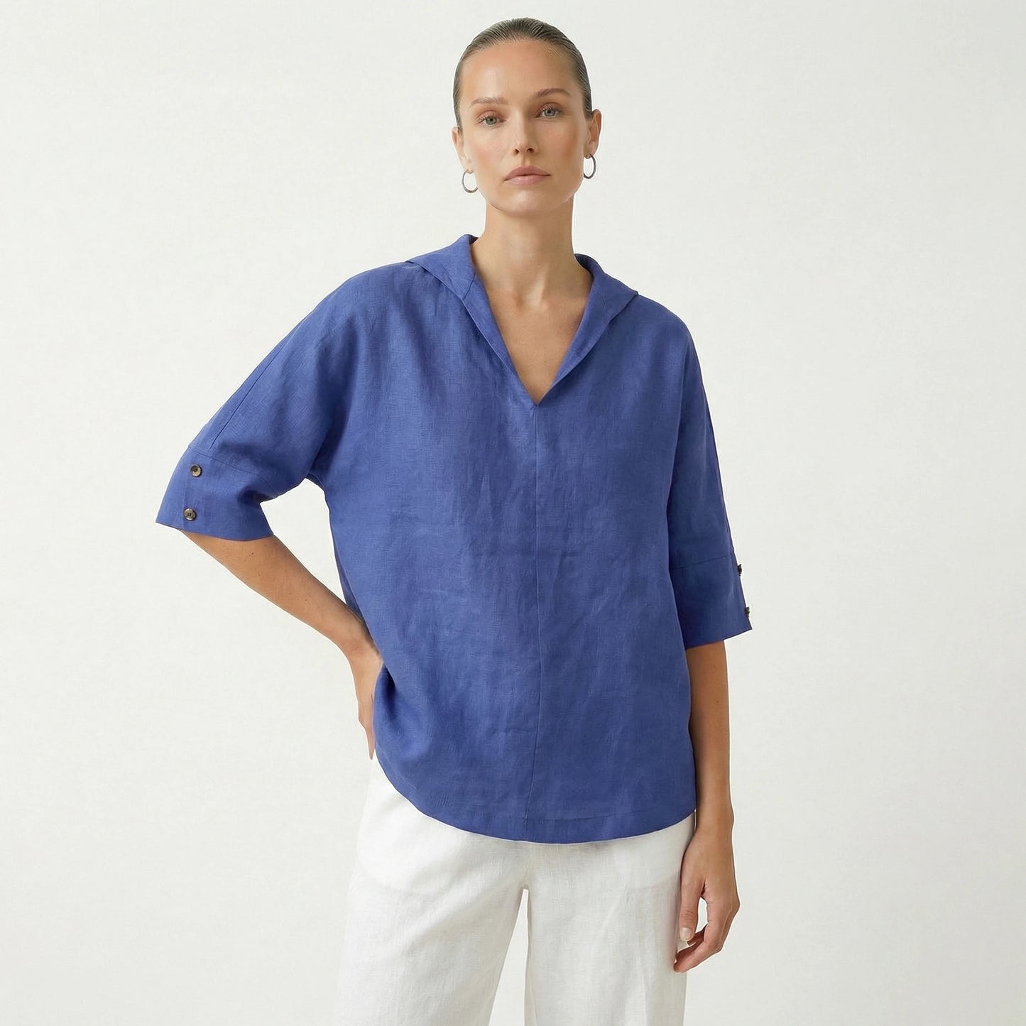Stonebrook Studio - Stonebrook Studio | Women’s Linen Casual Shirt V - Neck - Loose Fit Everyday Wear
