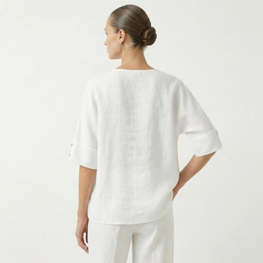Stonebrook Studio - Stonebrook Studio | Women’s Linen Casual Shirt V - Neck - Loose Fit Everyday Wear