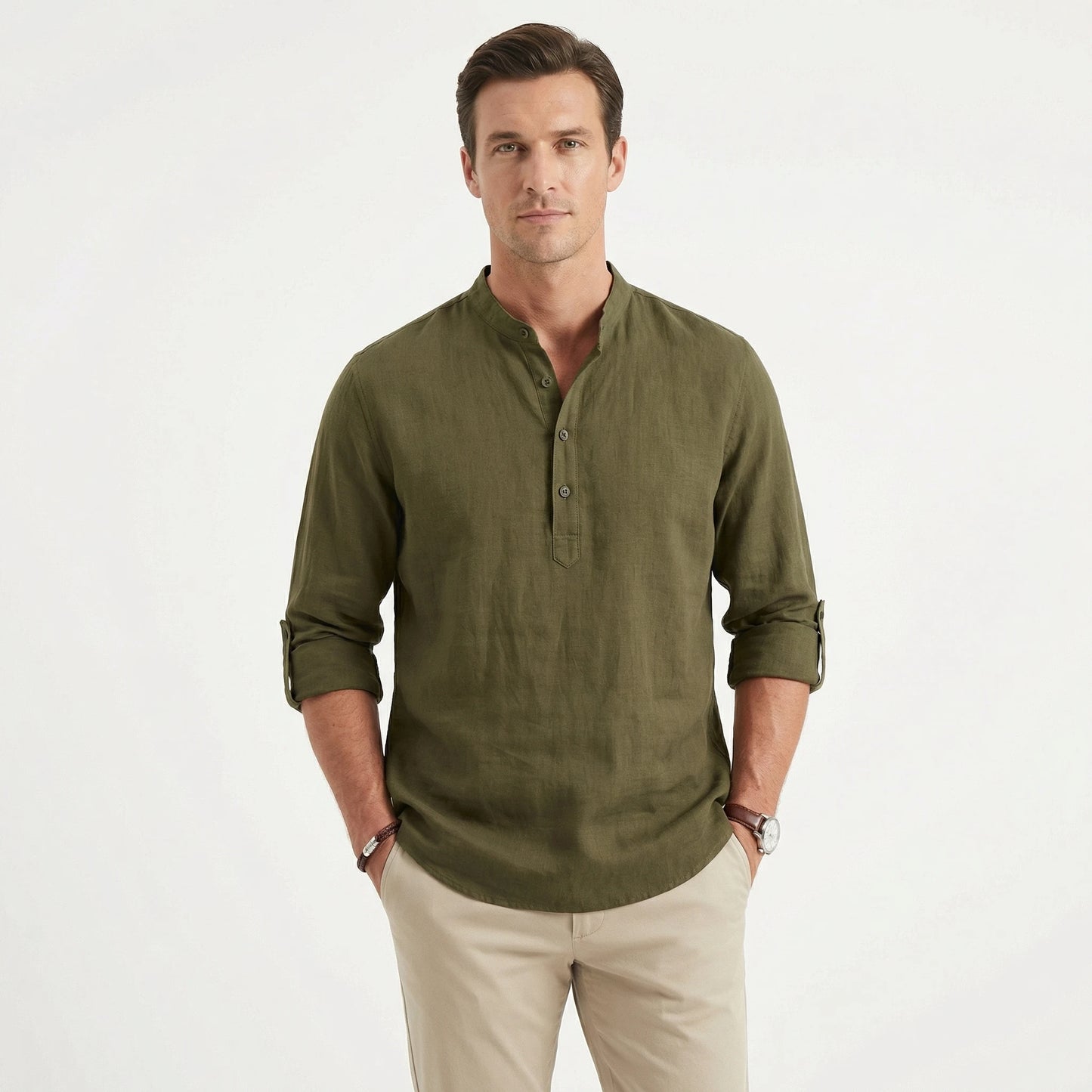 Stonebrook Studio - Stonebrook Studio | Men’s Breathable Linen Shirt - Lightweight Long Sleeve Casual Wear