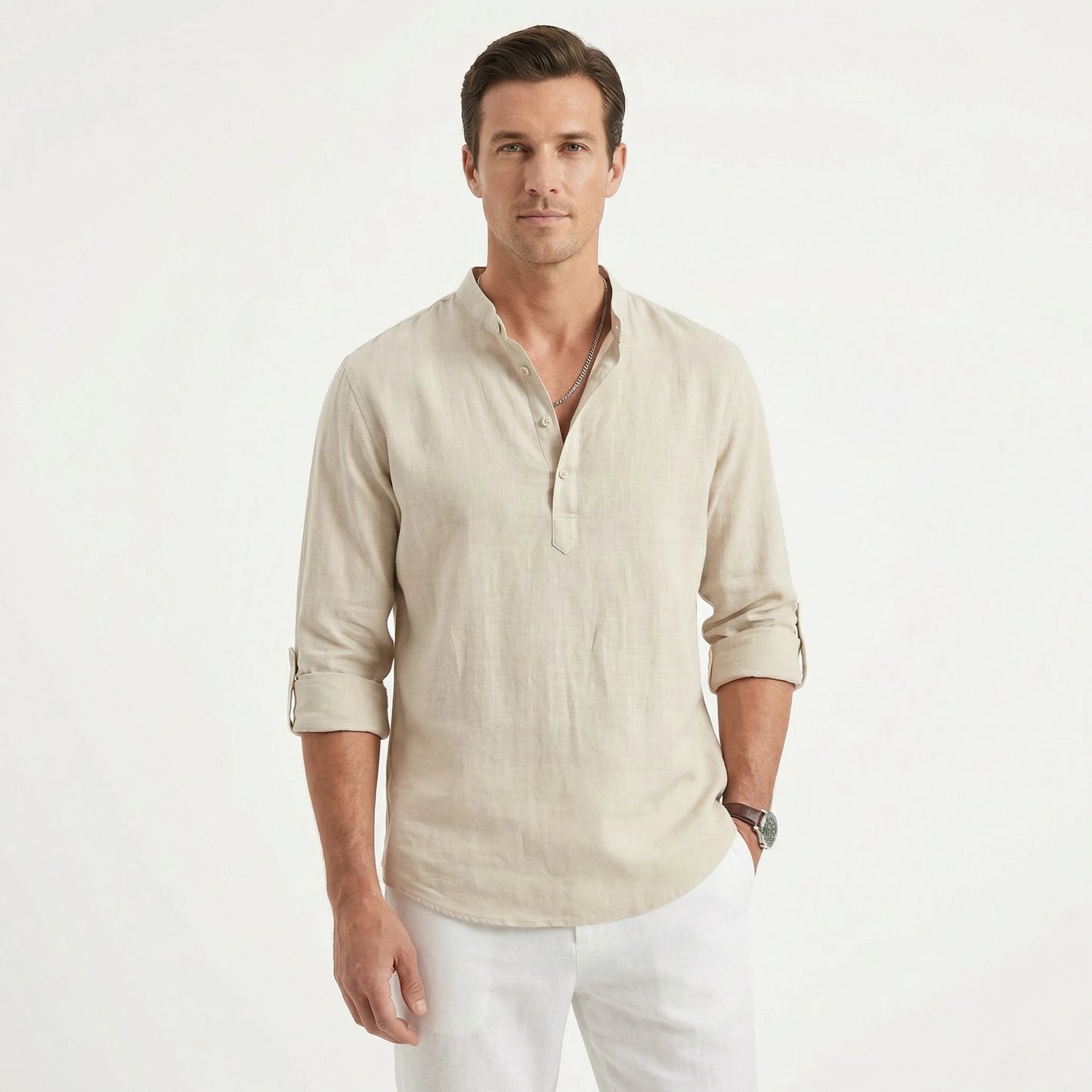 Stonebrook Studio - Stonebrook Studio | Men’s Breathable Linen Shirt - Lightweight Long Sleeve Casual Wear